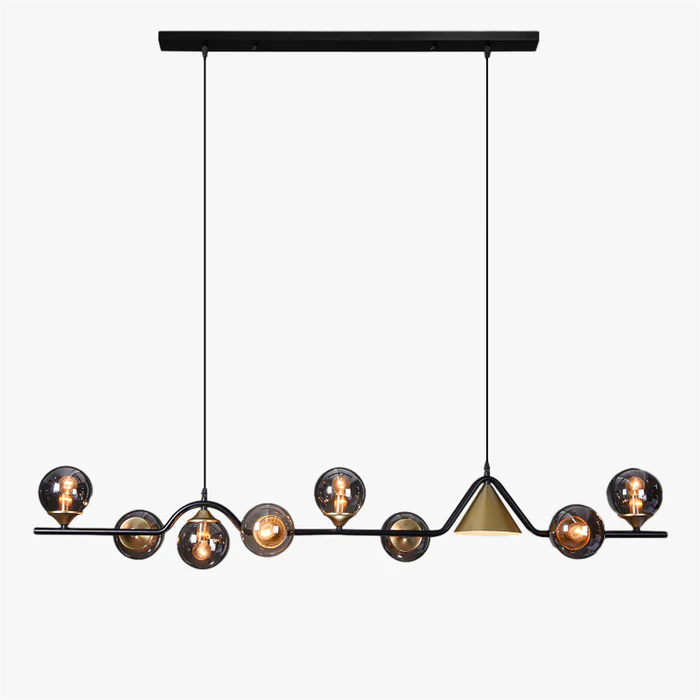 Modern Linear Geometric Spherical Glass Metal Pendant Light