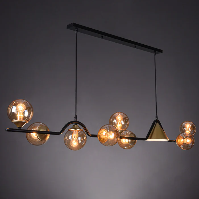 Modern Linear Geometric Spherical Glass Metal Pendant Light