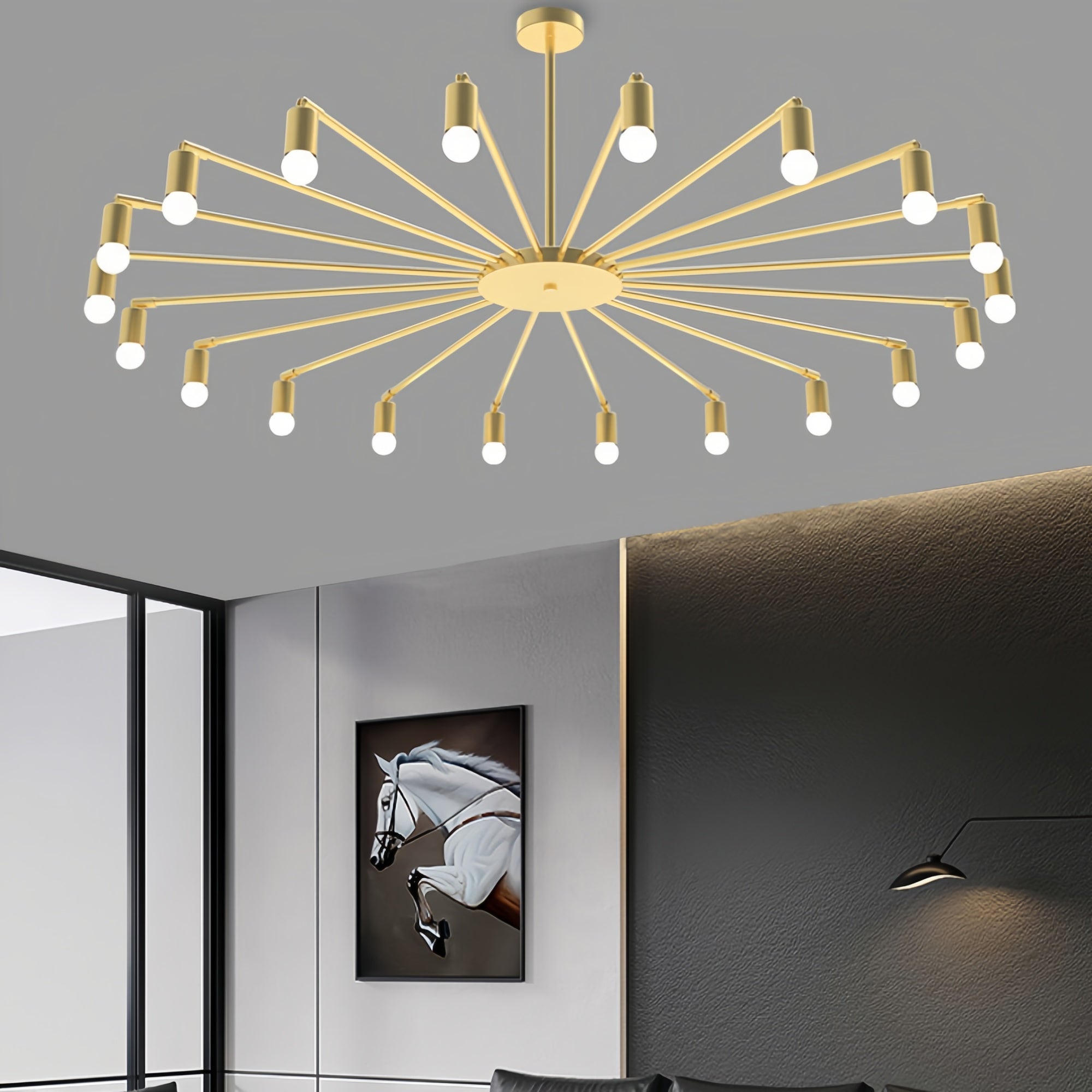 Modern Simple Chandelier Unique Ceiling Light for Living Room in Black/Gold