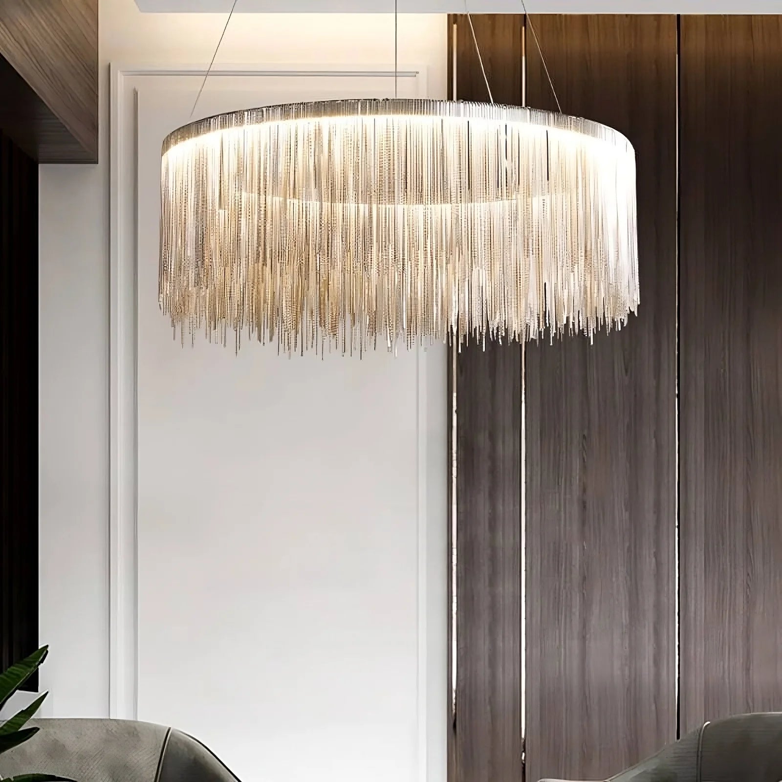 LED Modern Luxe Artistic Fringe Metal Chandelier Light