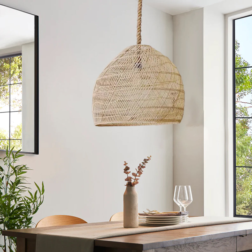 Hand-woven Rattan Pendant Lamp for Dining Room Living Room