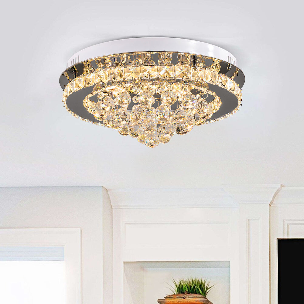 Crystal Raindrop Semi-Flush Mount LED Ceiling Light