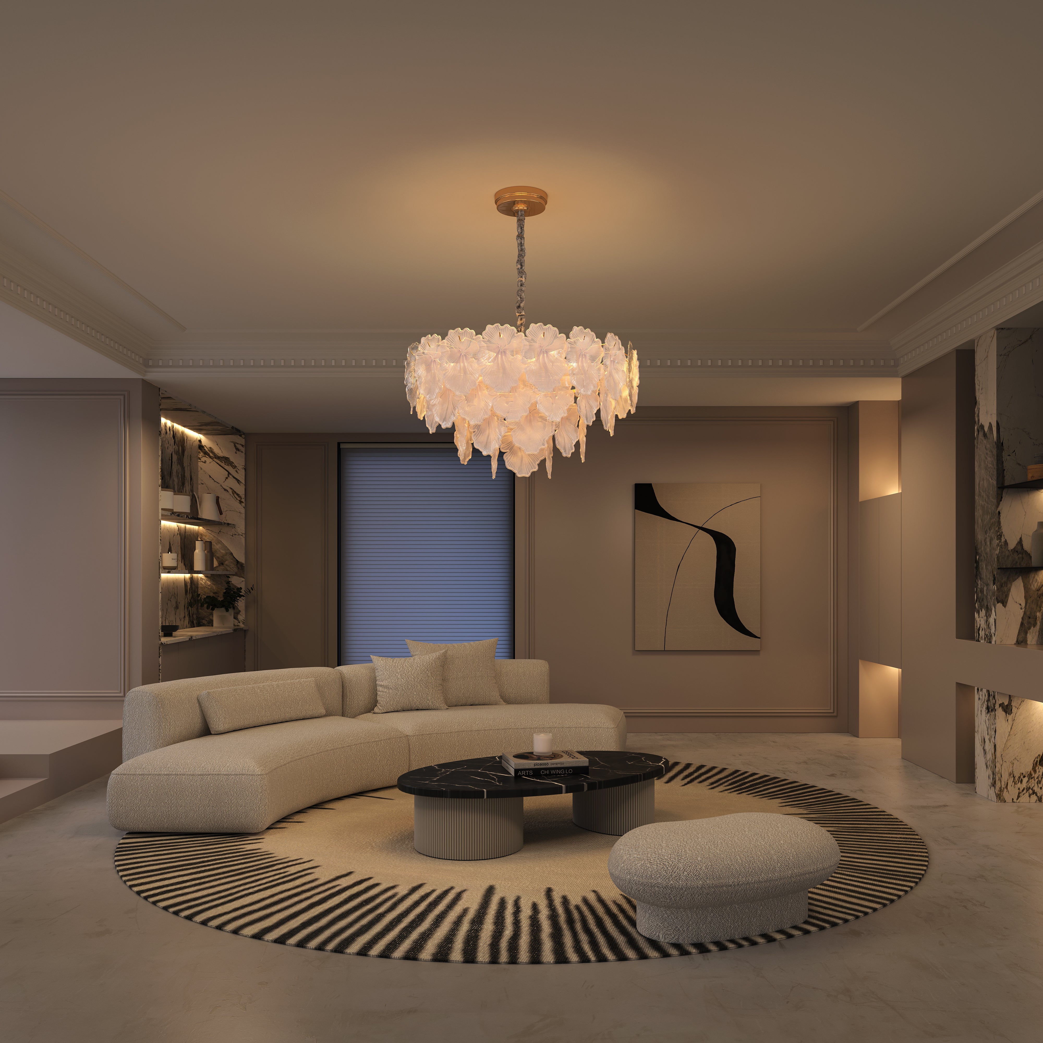 Opulent Glow Elegant Glass Chandelier with Adjustable Elegance