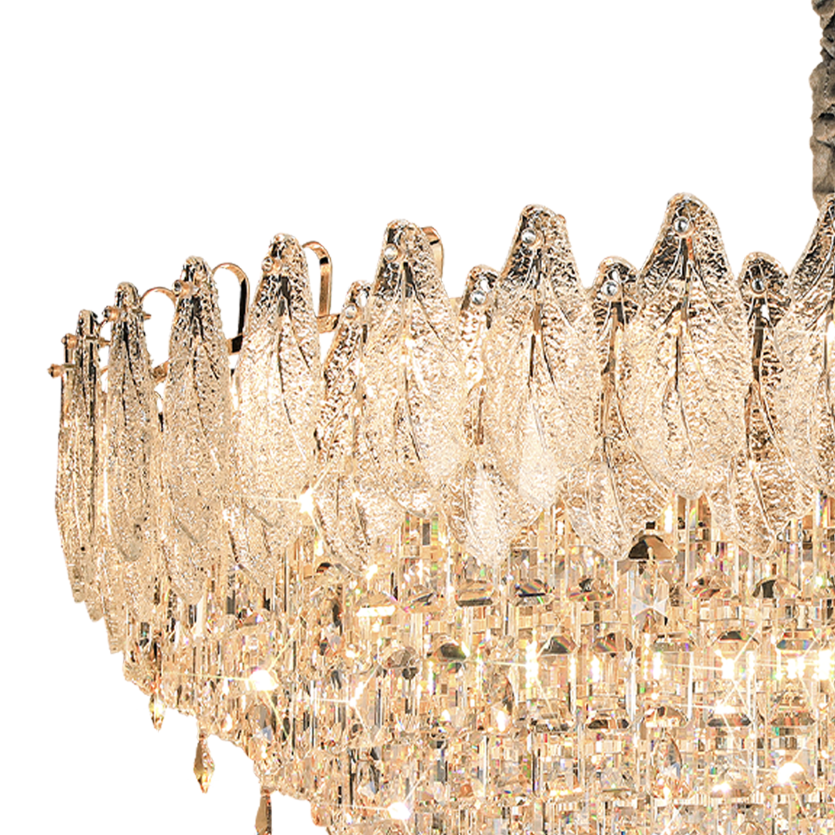 Champagne Gold Crystal Leaf Chandelier