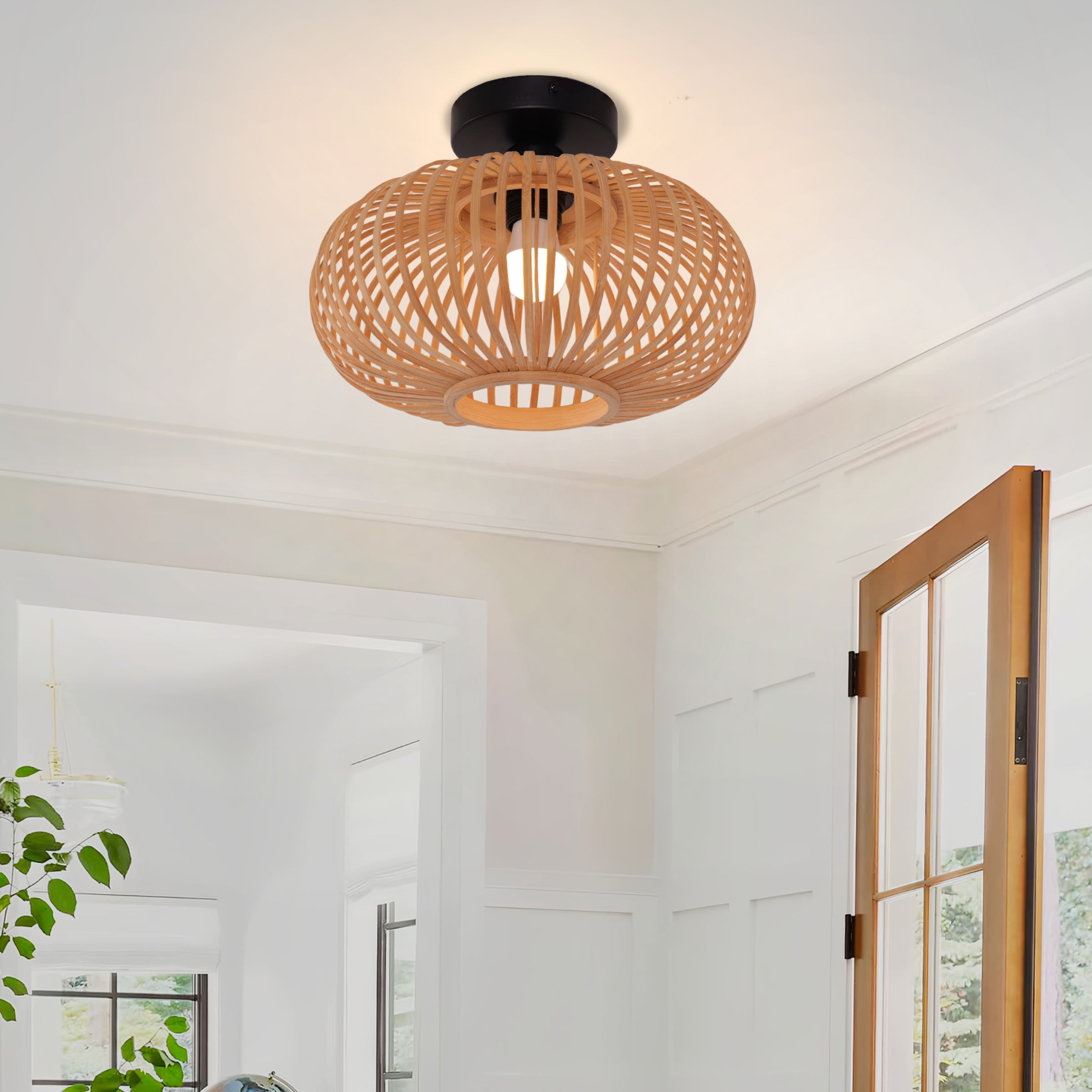 Highly Cost-Effective Natural Woven Bamboo Ceiling Light