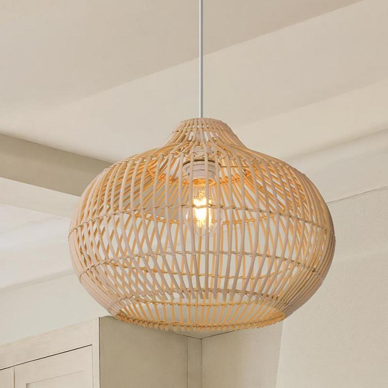 Cella Bamboo Basket Shape Rattan Pendant Light