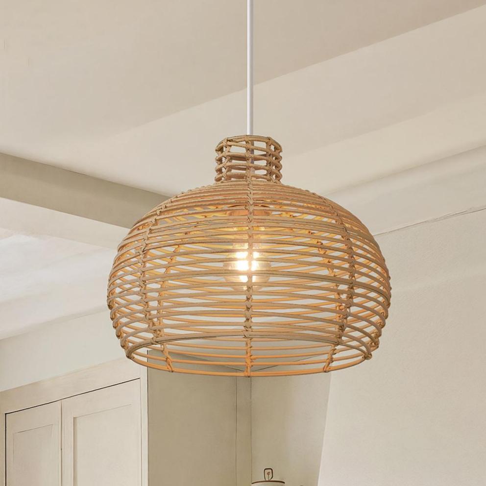 Cella Open Weave Rattan Pendant Light Dining Room