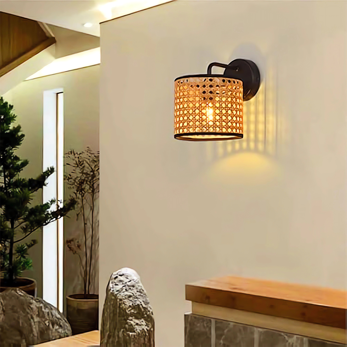 Elegant Rattan Weave Flowing Glow LED Wall Light