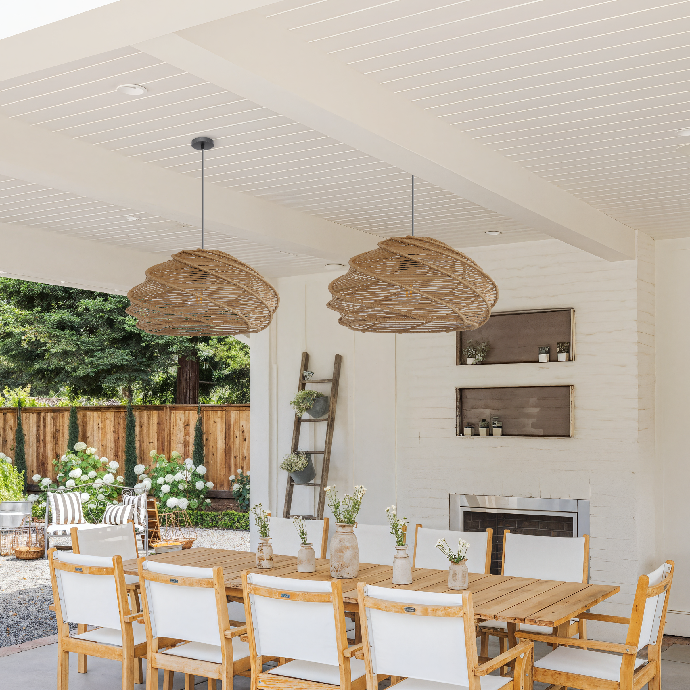 Spiral Rattan Pendant Light for Bedroom Dining Bar