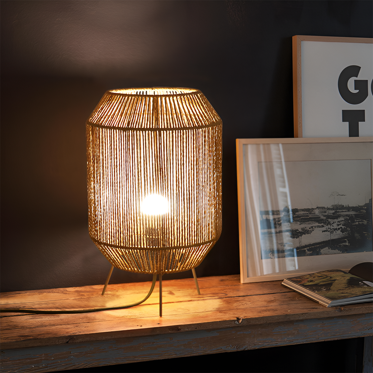 Handcrafted Paper Rope Table Lamp Perfect for Living Rooms