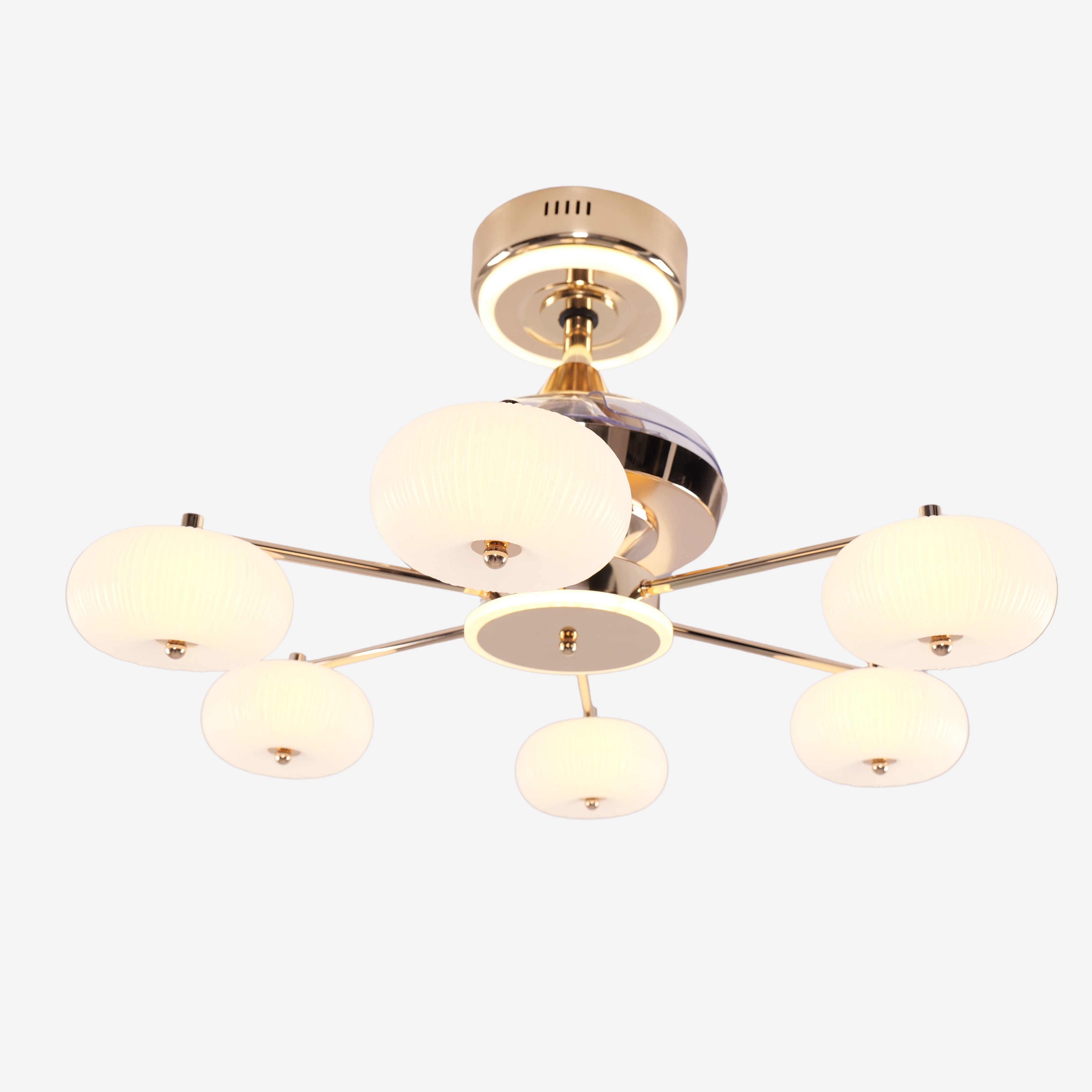 Quiet Copper Acrylic Fan Light with 6-Speed Control