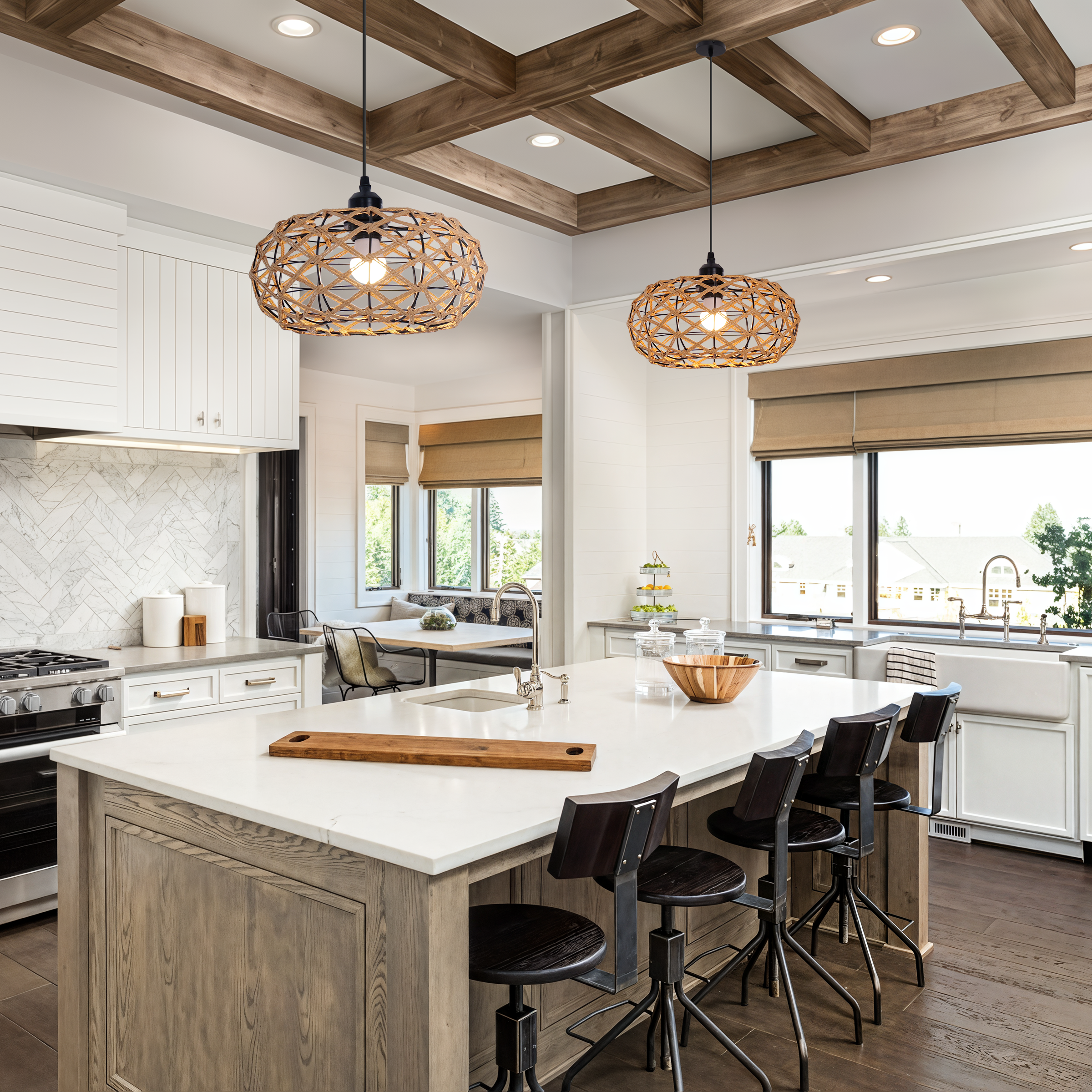 Handwoven Rustic Pendant Lighting with Cozy Natural Design Paper Rope
