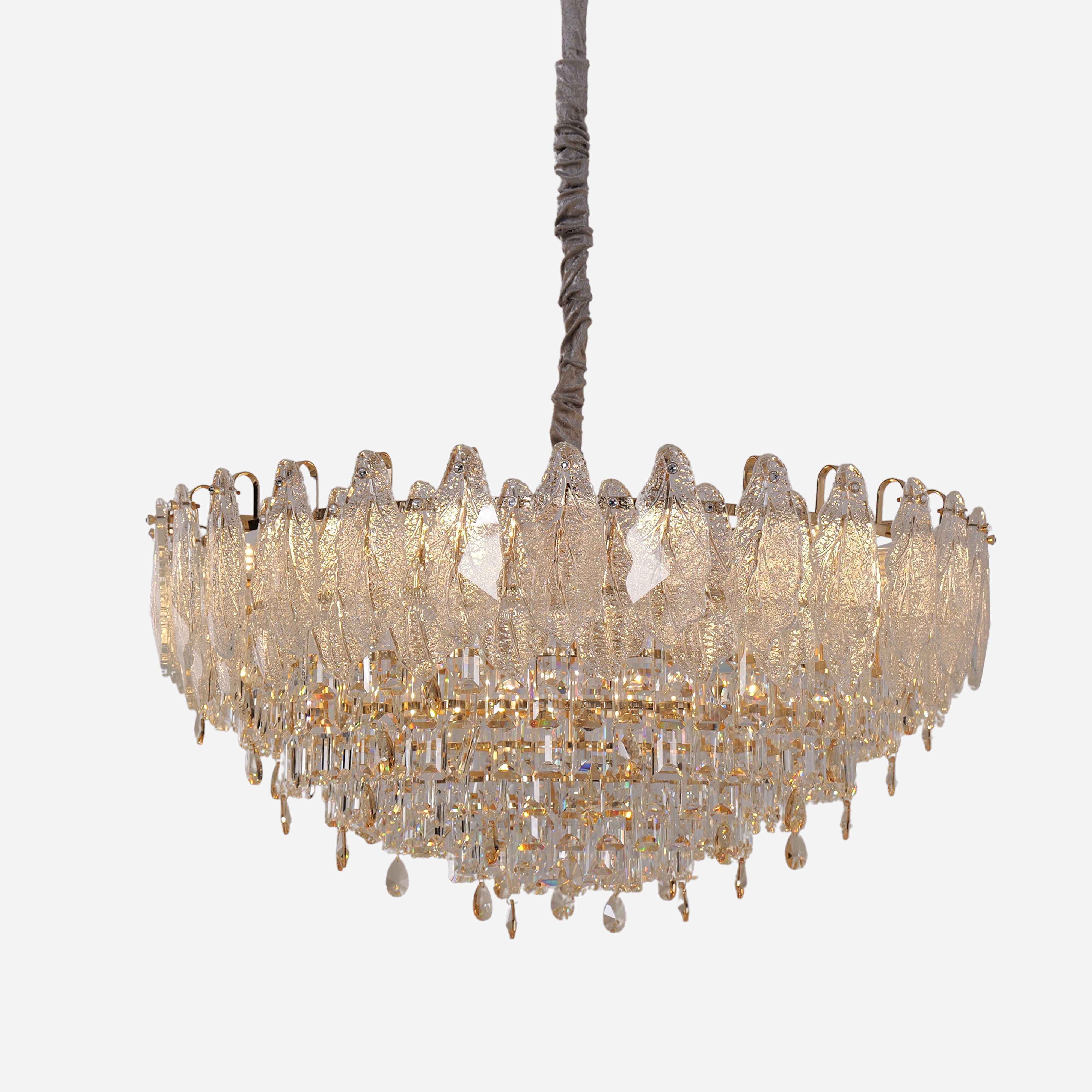 Champagne Gold Crystal Modern Chandelier Lights for Living Room