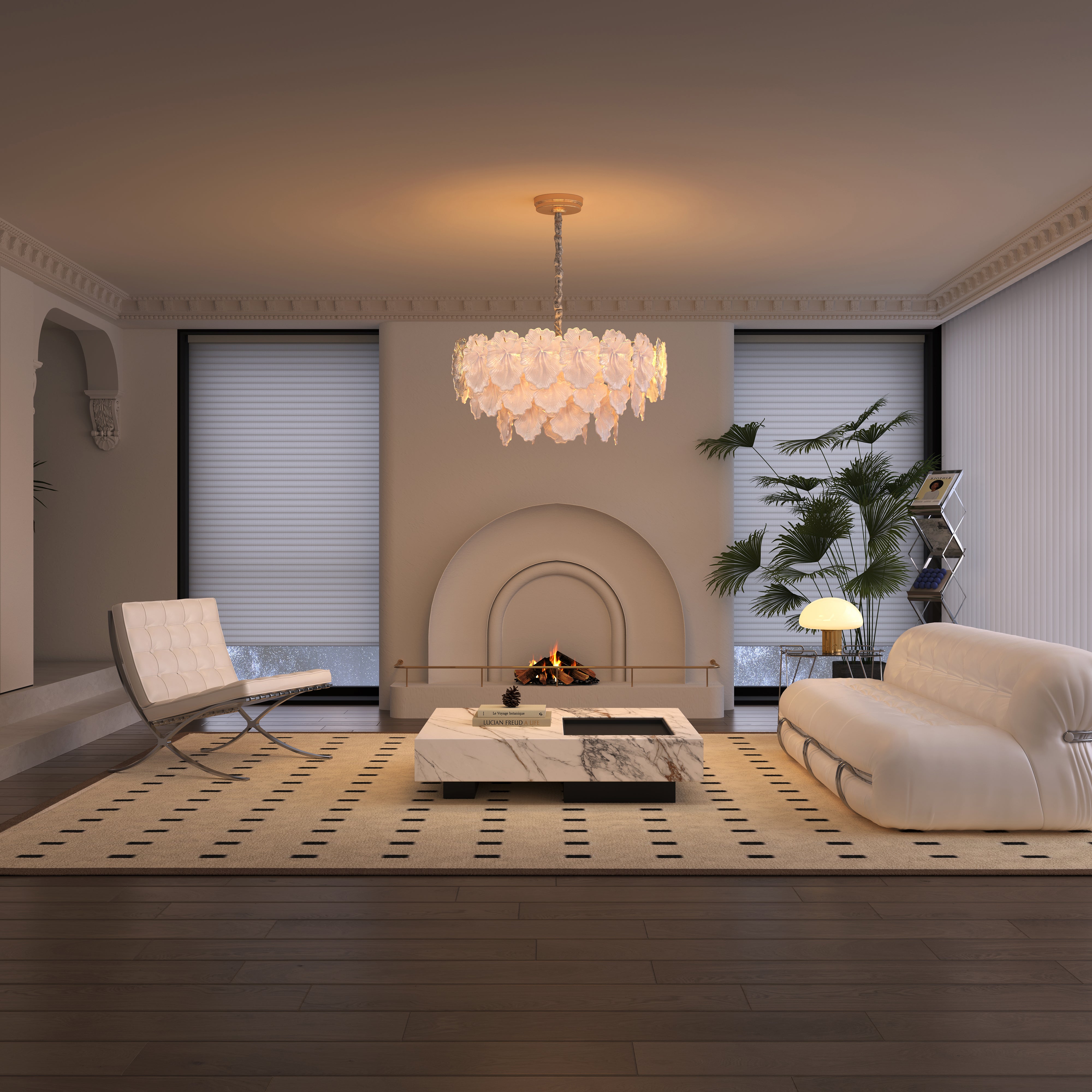 Opulent Glow Elegant Glass Chandelier with Adjustable Elegance