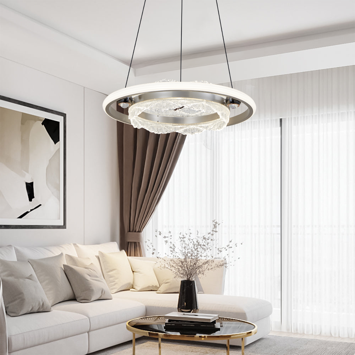 Modern Luxe Aluminum Pendant Light with Sleek Acrylic Design