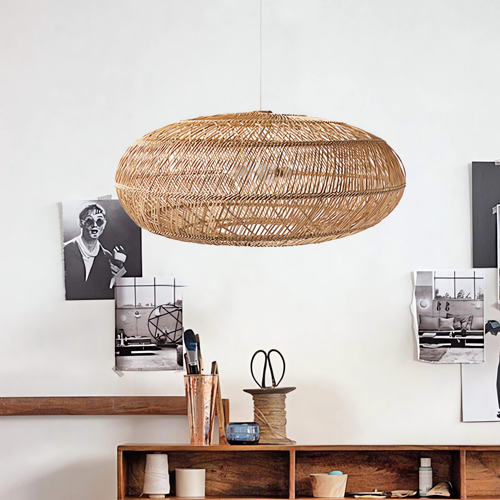 Rustic Elegance Rattan Hanging Pendant Light