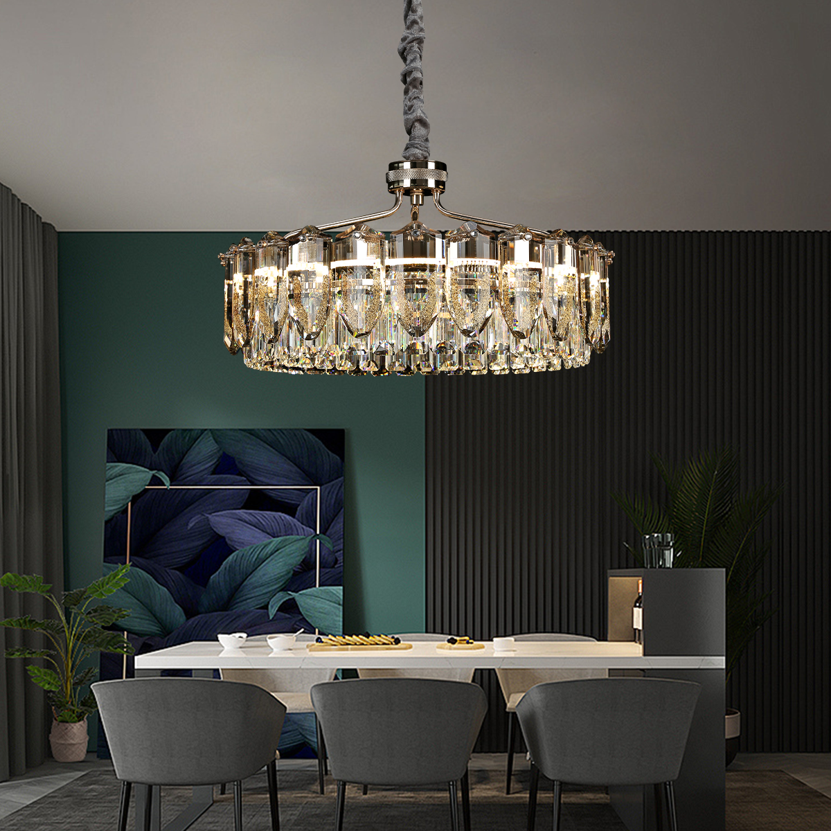 Opulent Crystal Elegance Adjustable Pendant Light