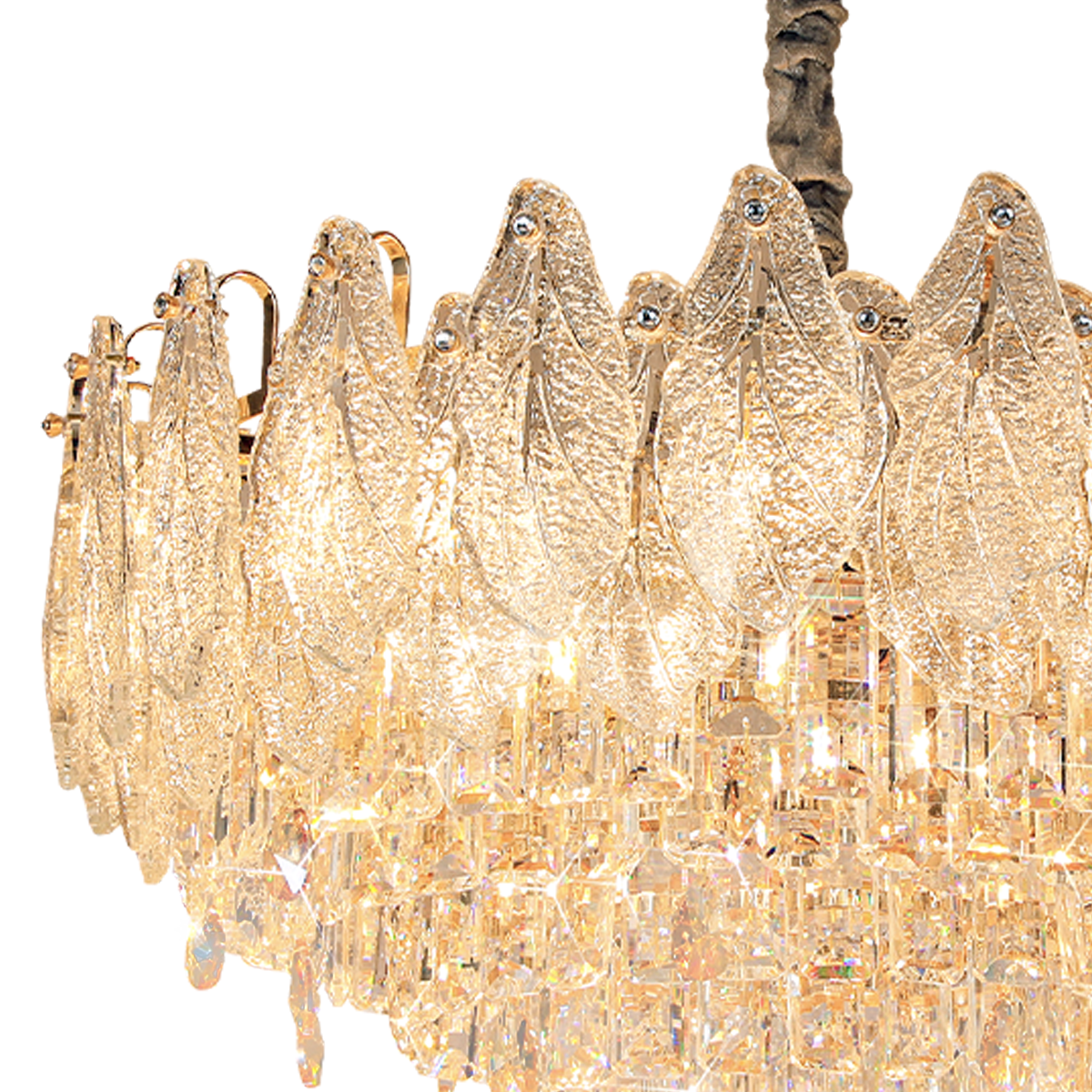 Champagne Gold Crystal Leaf Chandelier