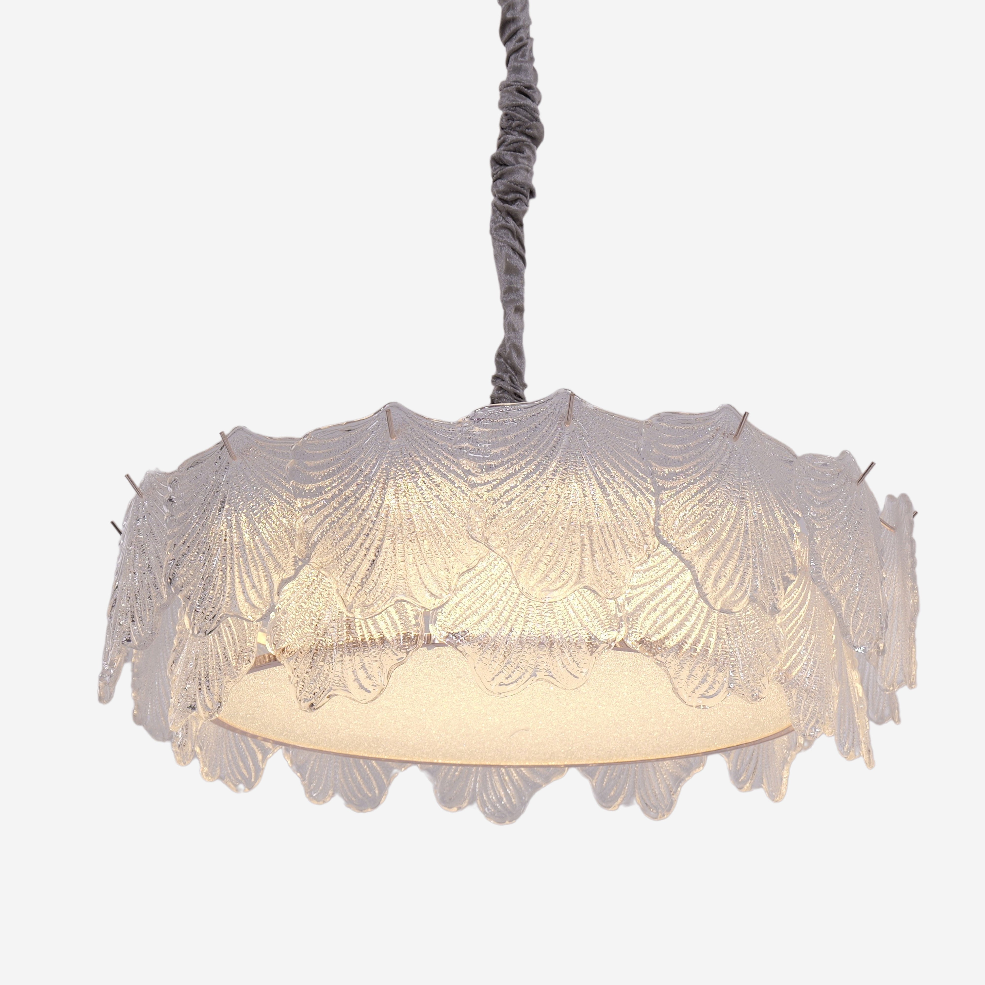 Vintage Leaf Glass Pendant Light with Metal Frame