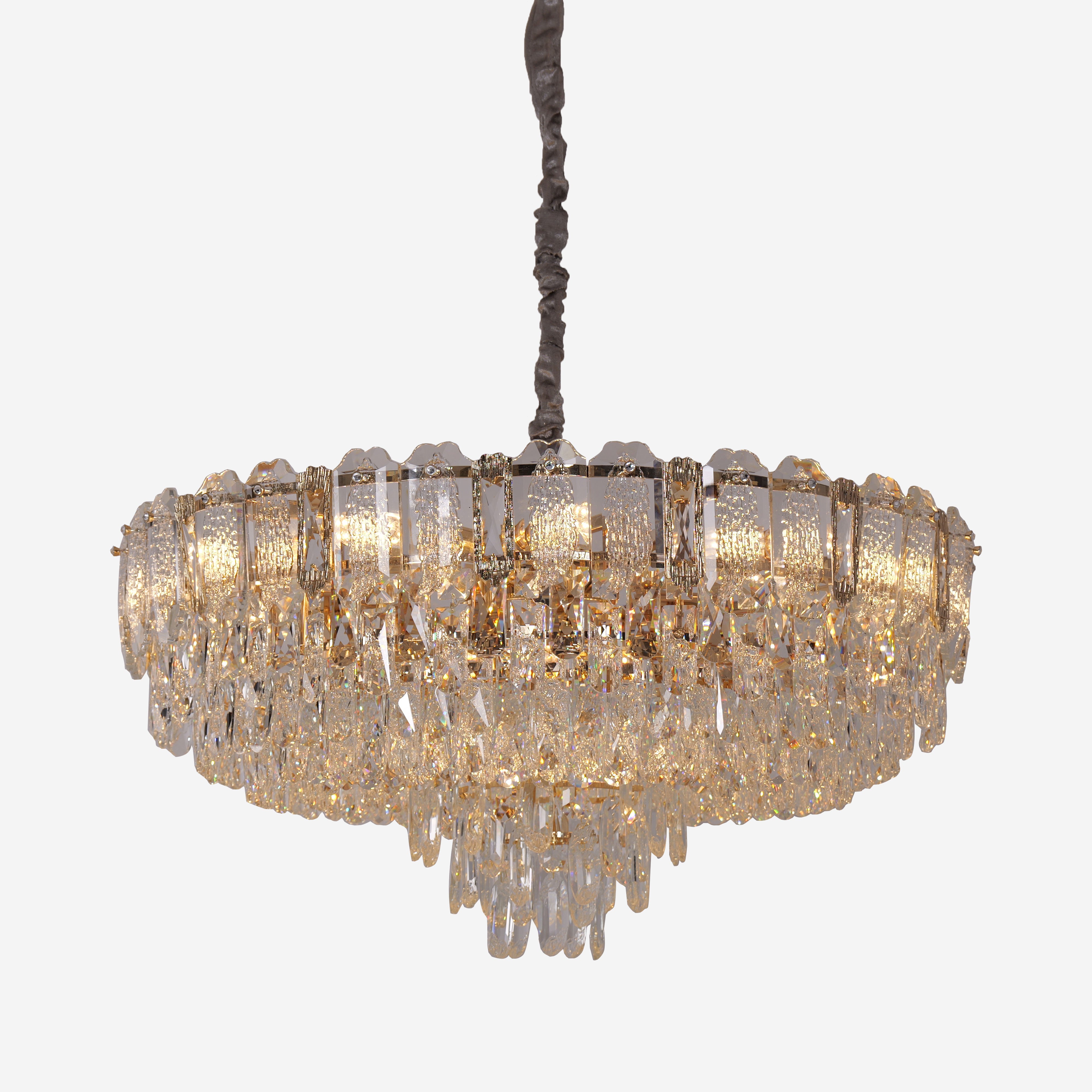 Elegant Crystal-Accented Champagne Gold Pendant Light