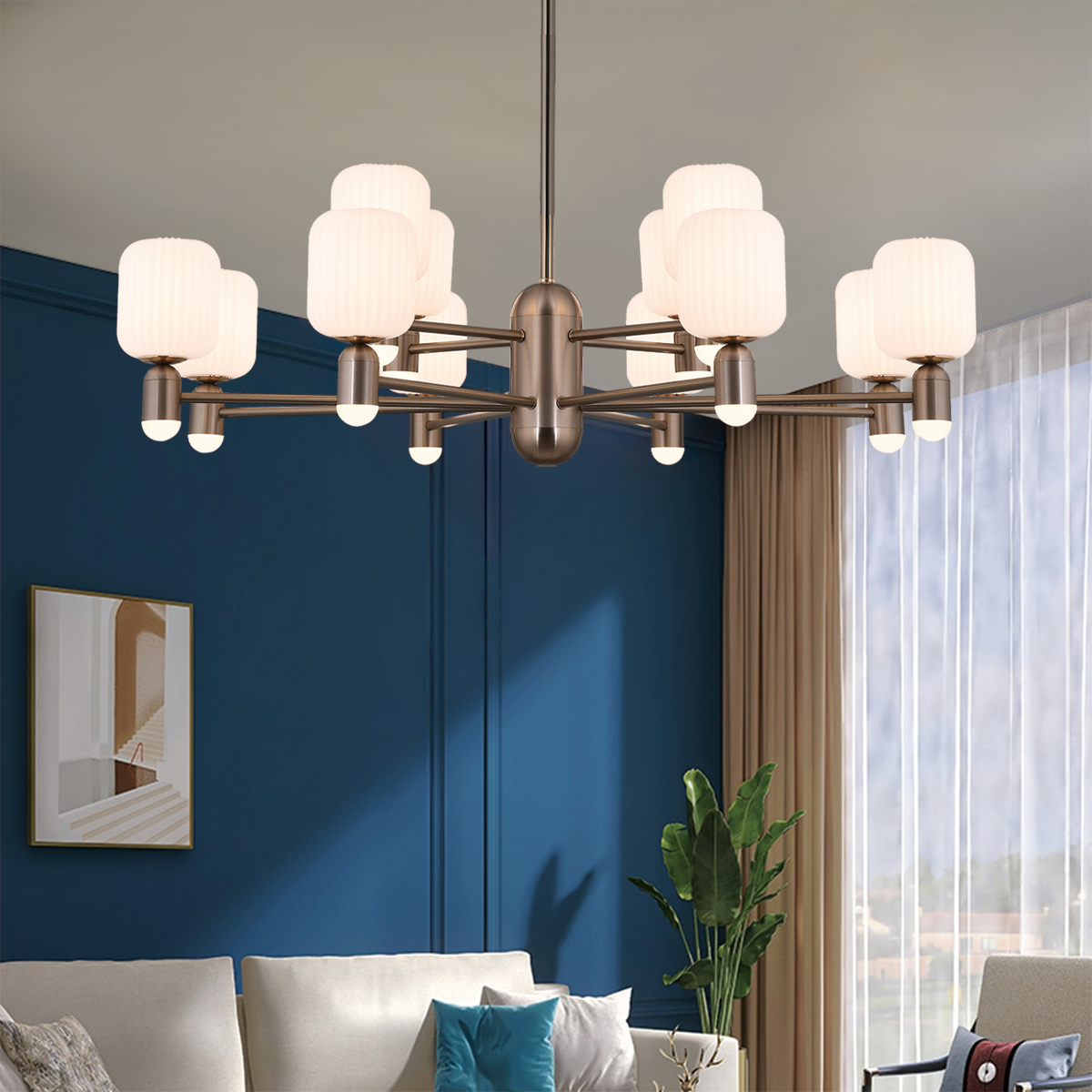 Modern Minimalist Luxury Bronze Chandelier with Acrylic Shades