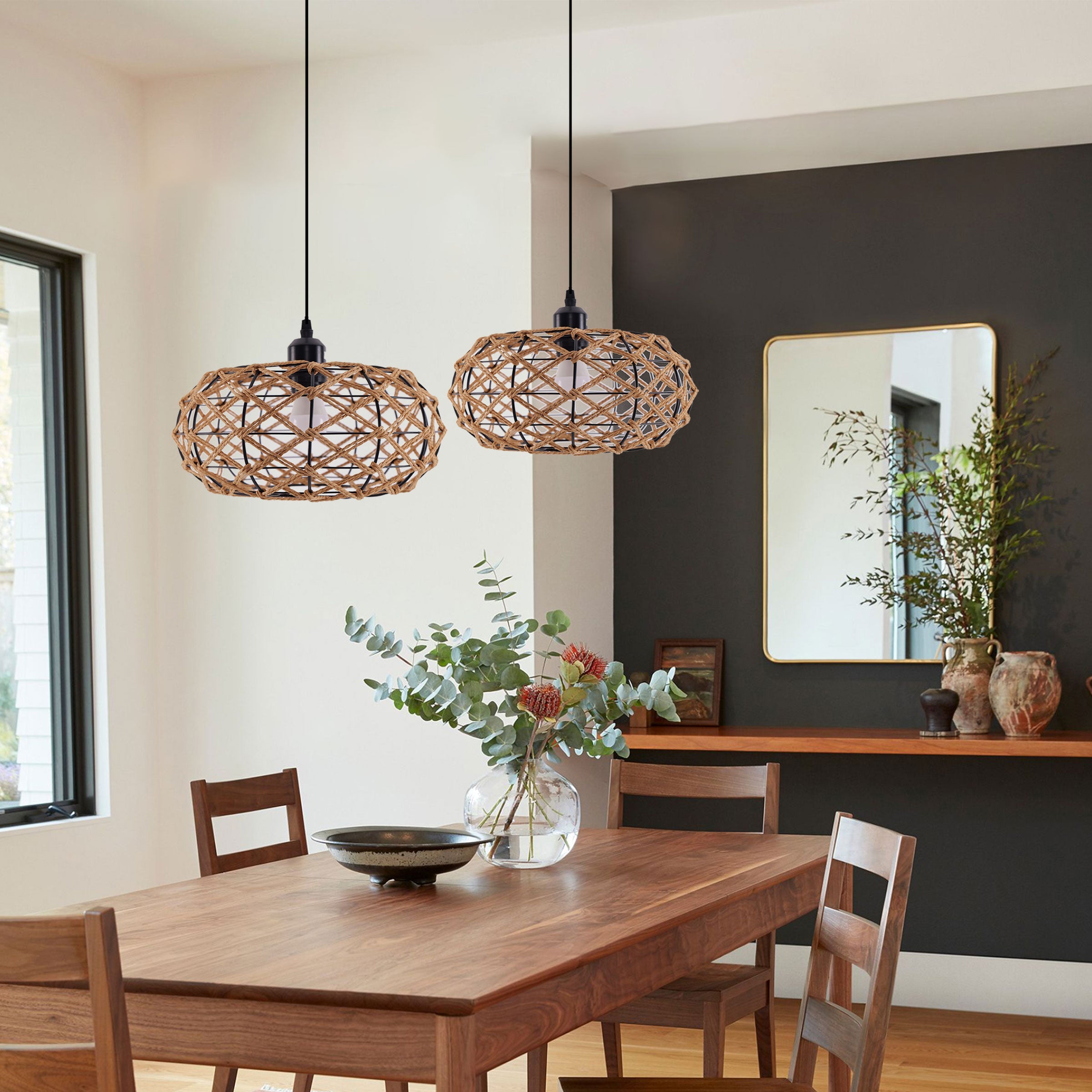 ‍Handwoven Rustic Pendant Lighting with Cozy Natural Design Paper Rope (90% off)