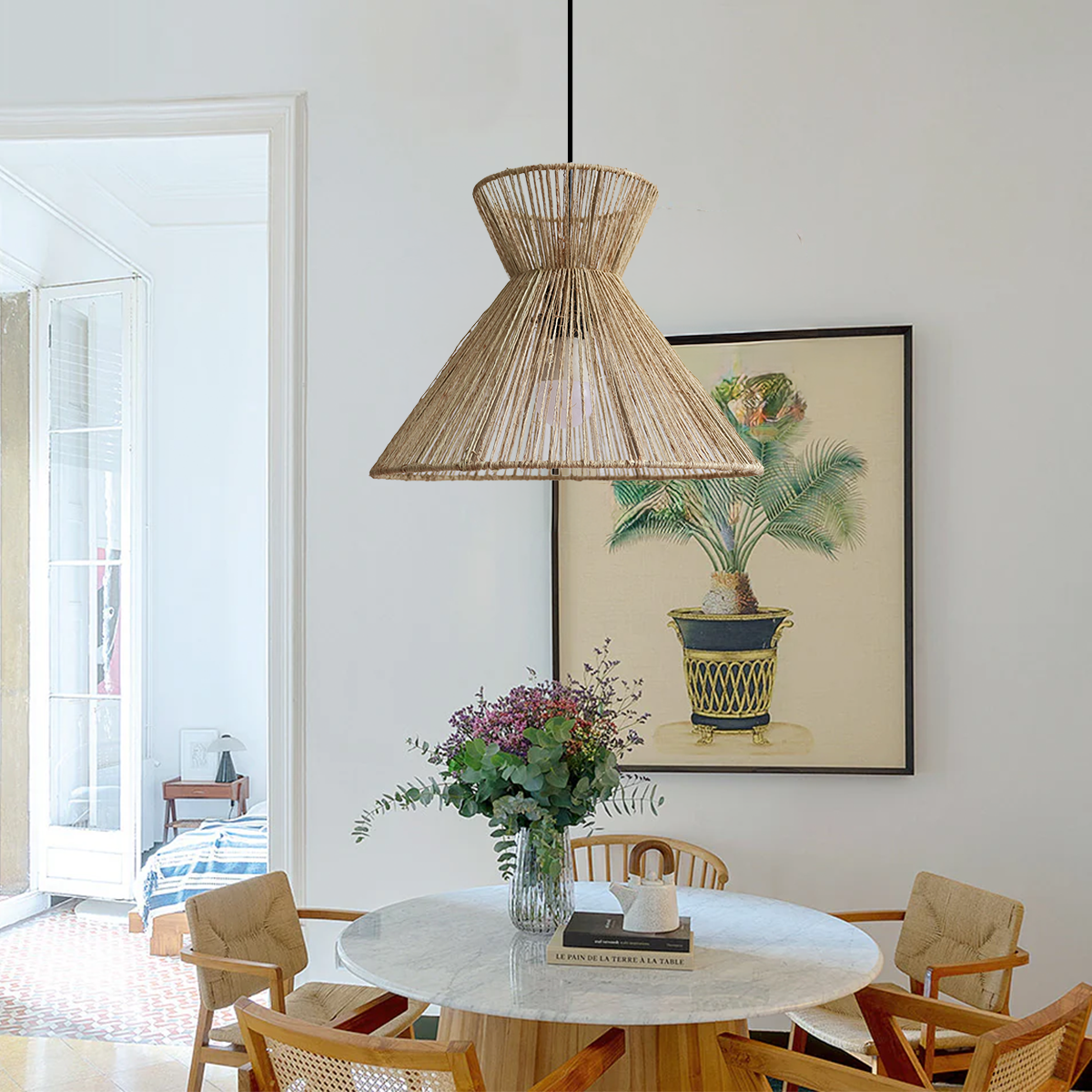 Handcrafted Paper Rope Pendant Light  for Cozy Living Spaces