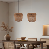 40cm Rustic Paper Rope & Iron Basket Pendant Ceiling Light