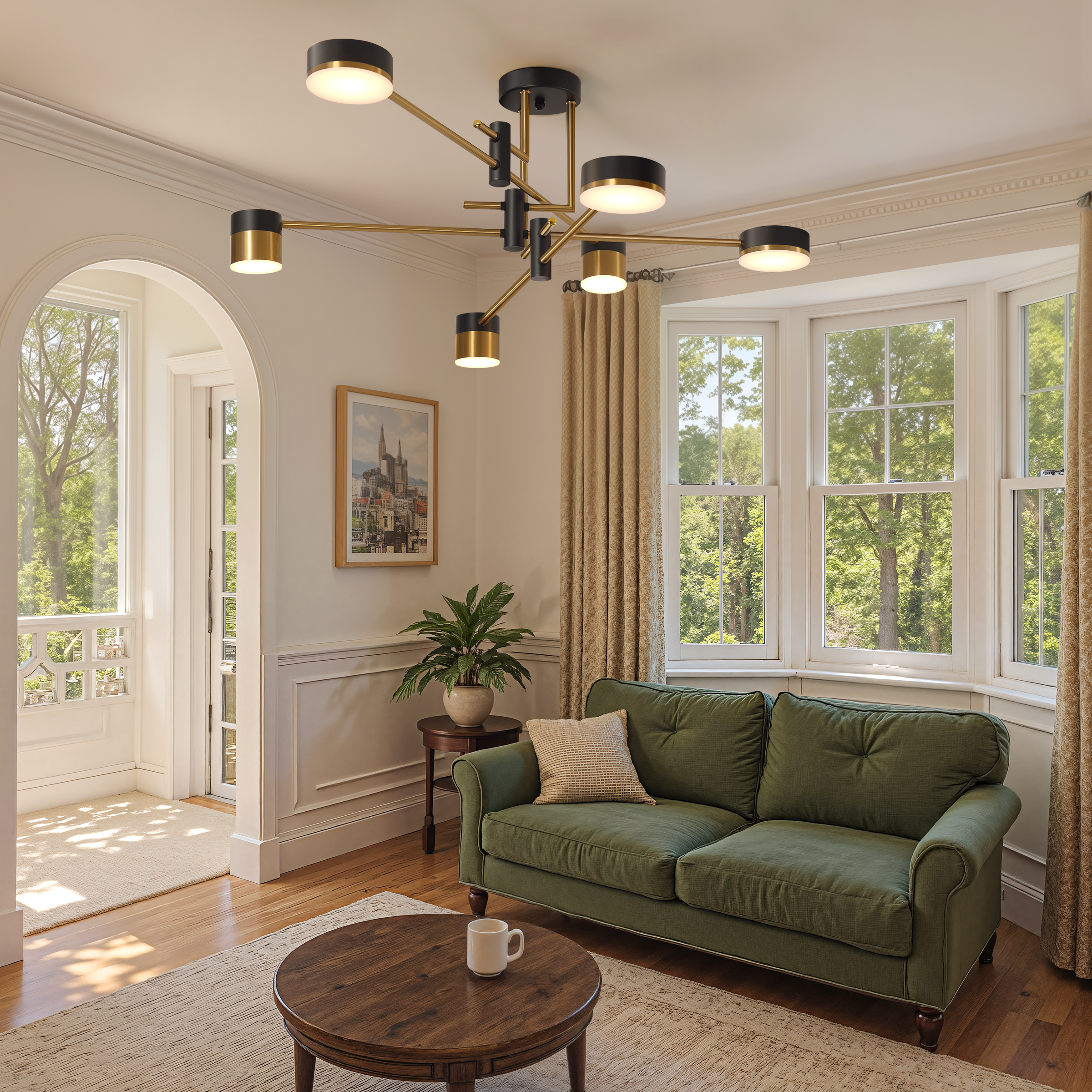 black and gold ceiling light