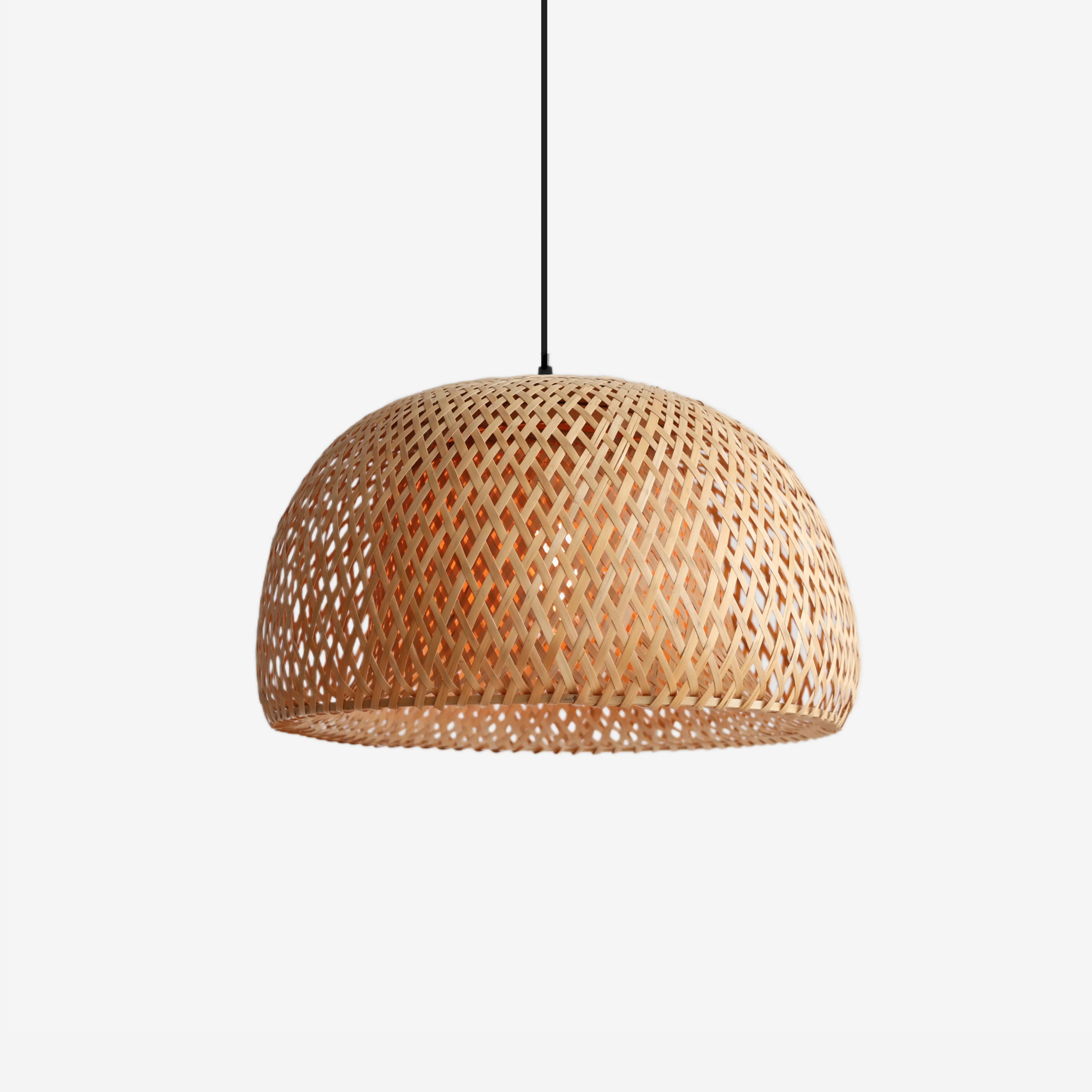 Vintage Handwoven Bamboo Dome Pendant Light – Eco-Friendly Pendant Light for Living Room, Dining Room, and Bedroom