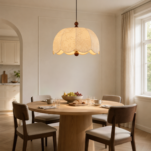 yellow fabric pendant light with shade and canopy details