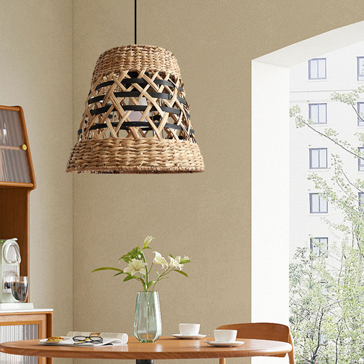 Handwoven Paper Rope Pendant Light  Bohemian Rustic Charm