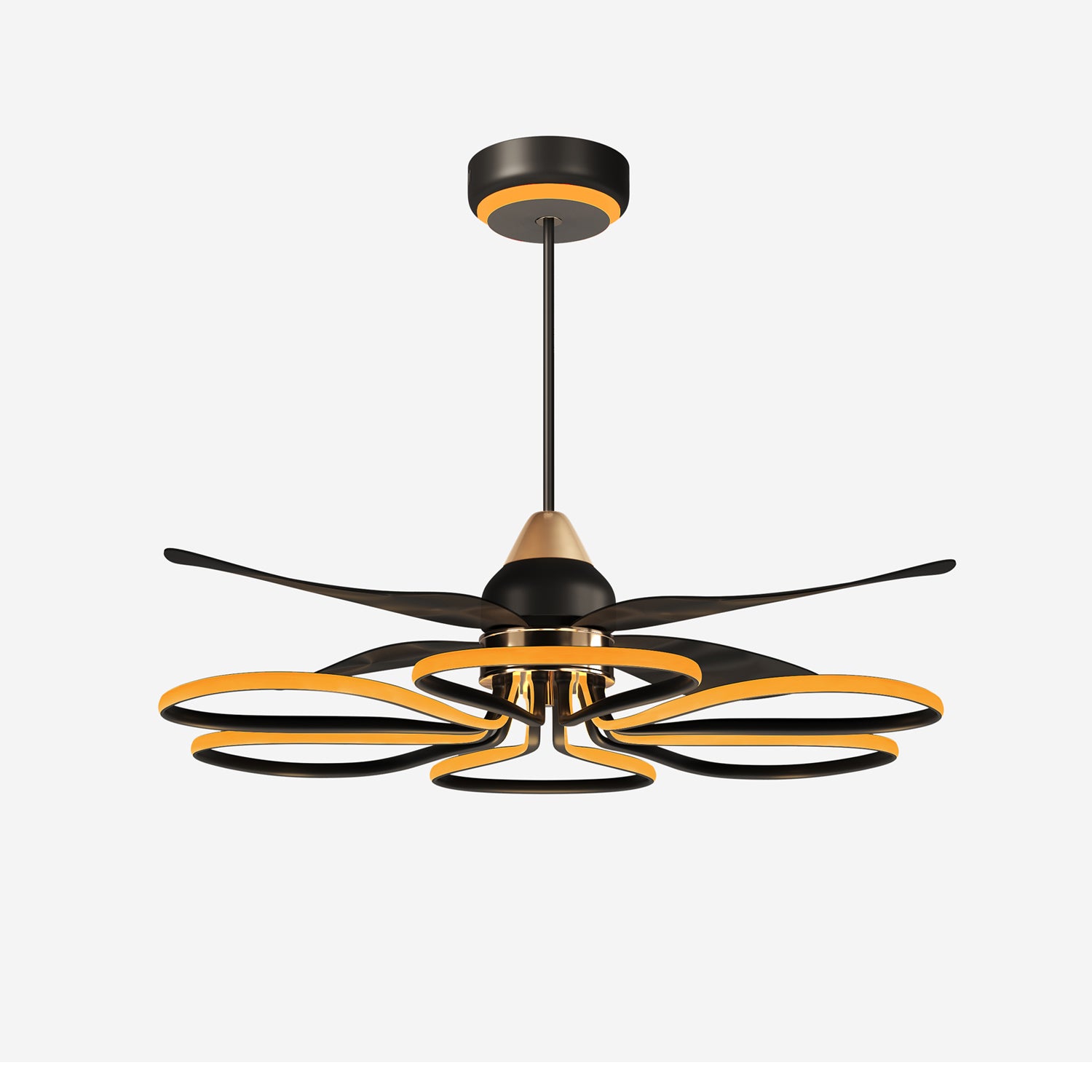 Contemporary Aluminum Black Ceiling Fan with Light for Living Rooms