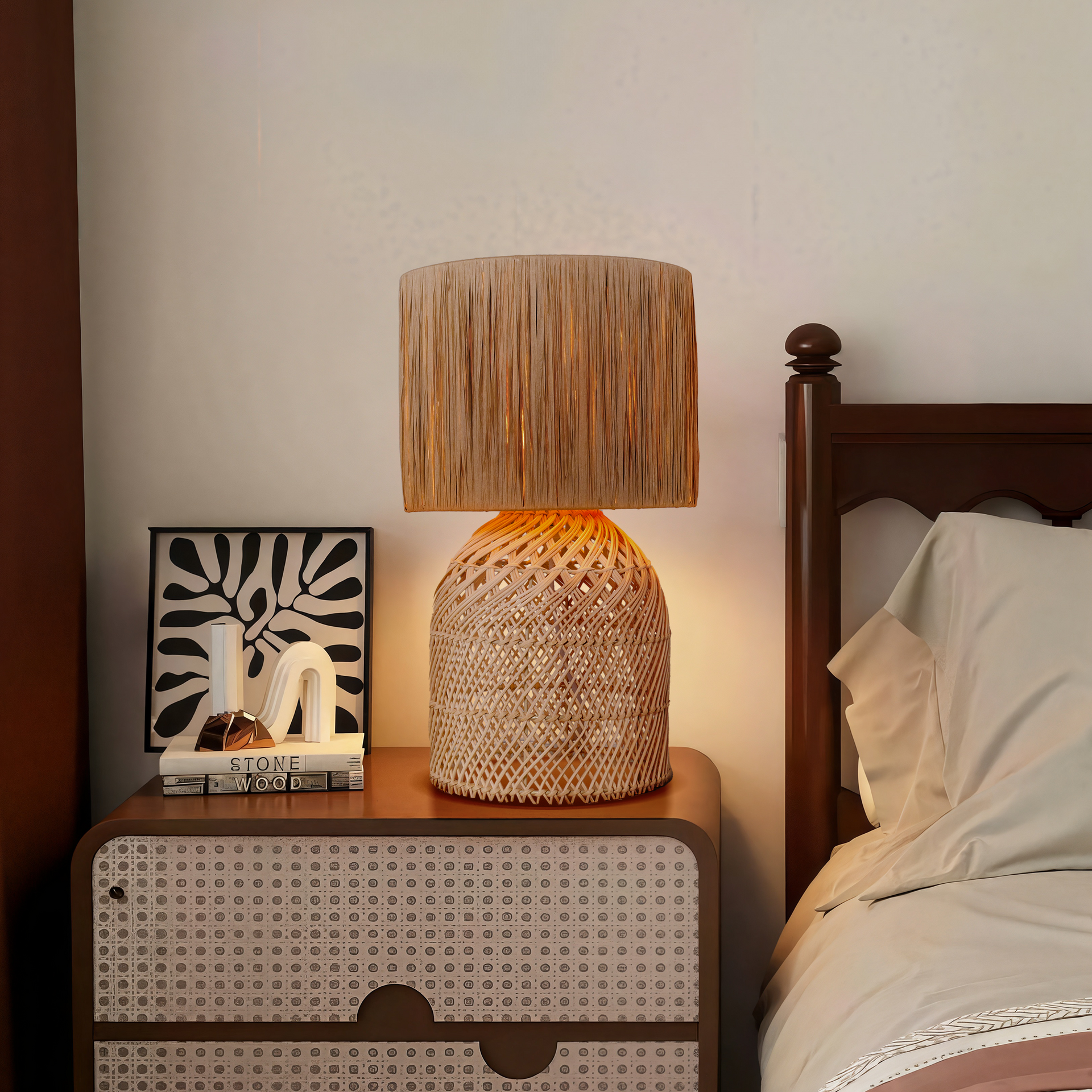 Minimalist style Rattan Table Lamps Cozy Living Spaces