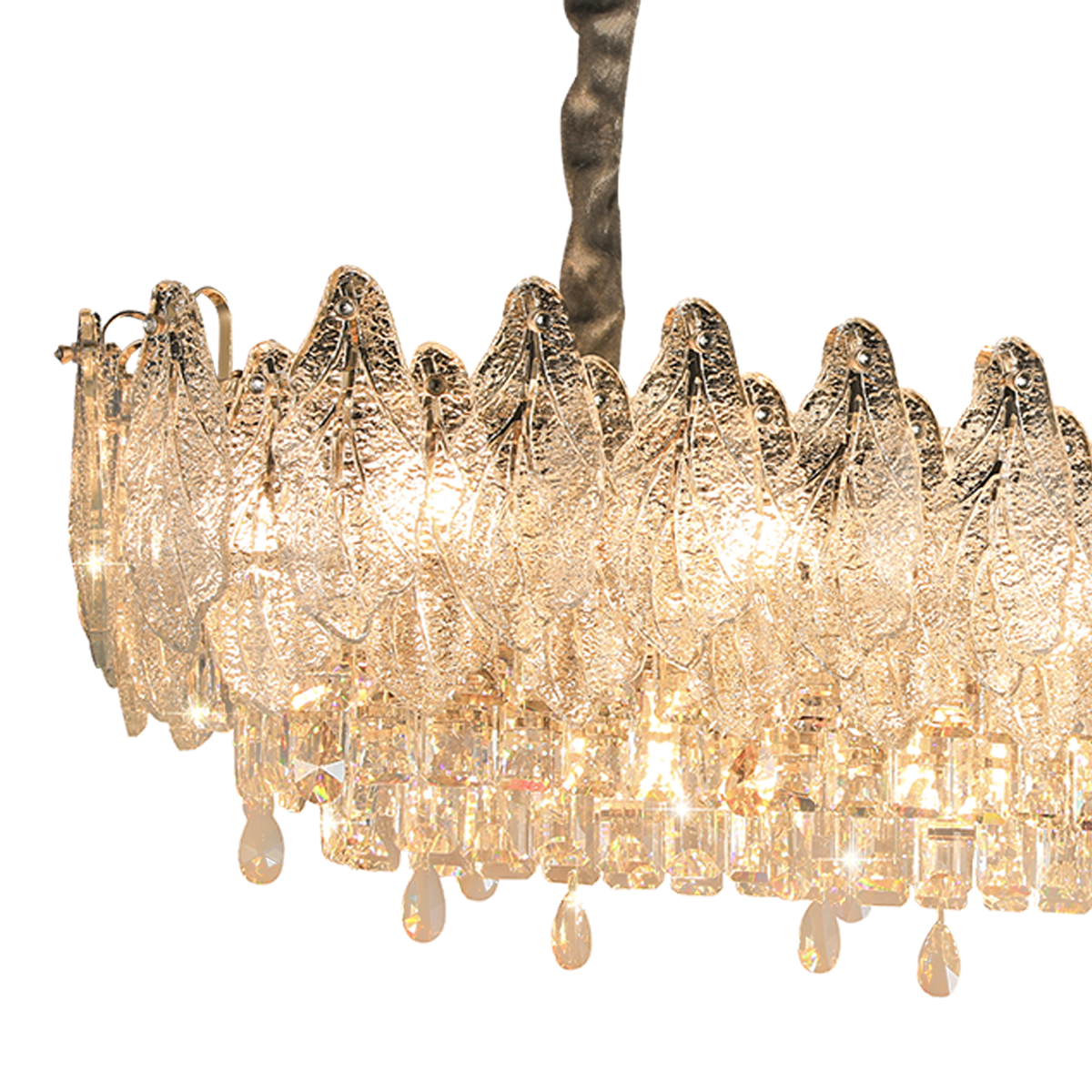 Champagne Gold Crystal Leaf Chandelier