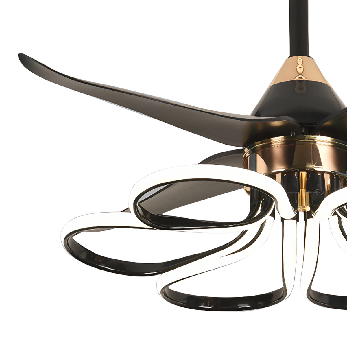 Contemporary Black Aluminum Ceiling Fan Light for Living Rooms