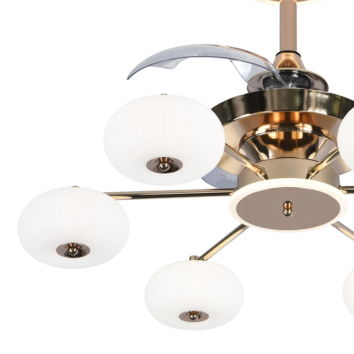 Quiet Copper Acrylic Fan Light with 6-Speed Control