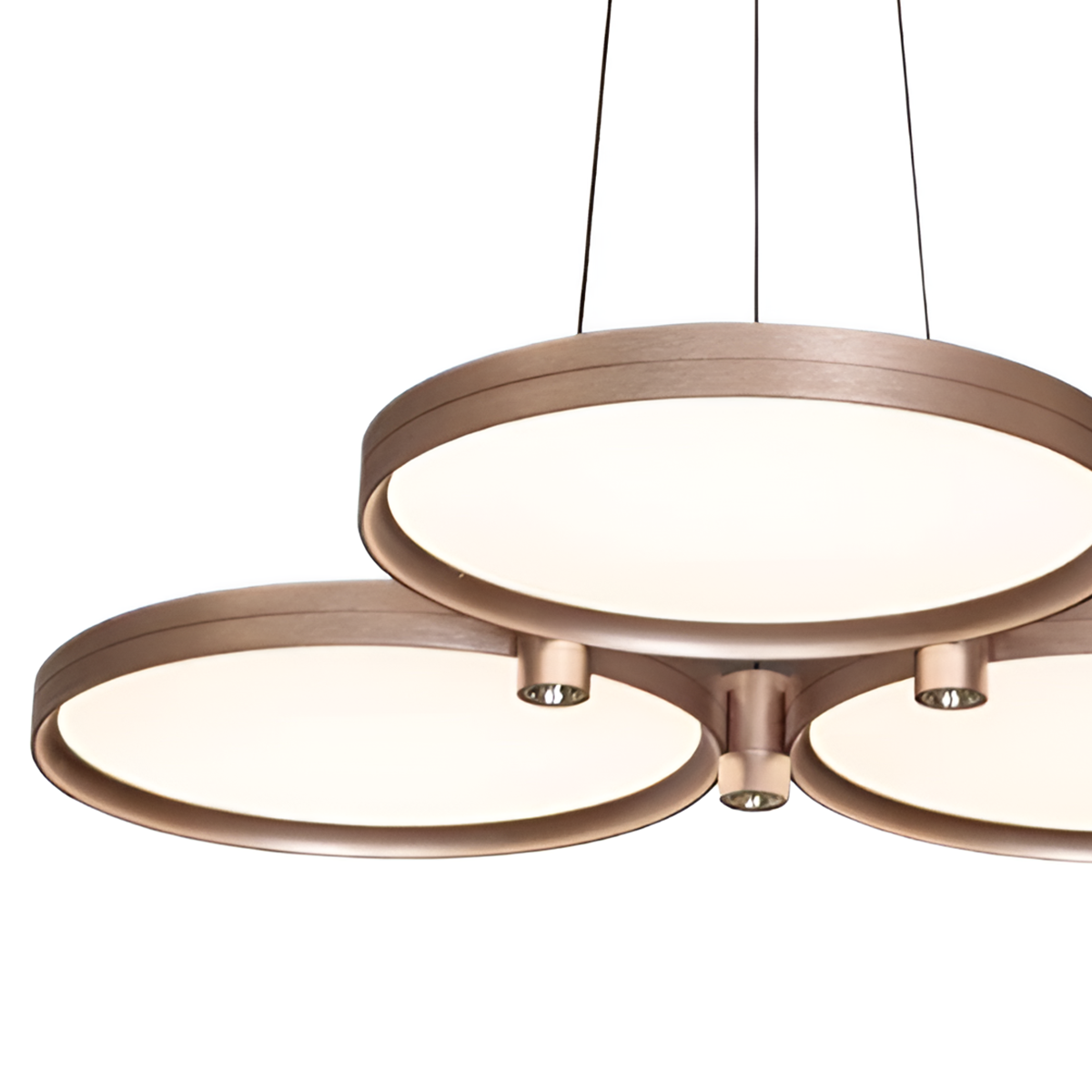 Champagne Gold Triple-Ring Stepless Dimming Pendant Light