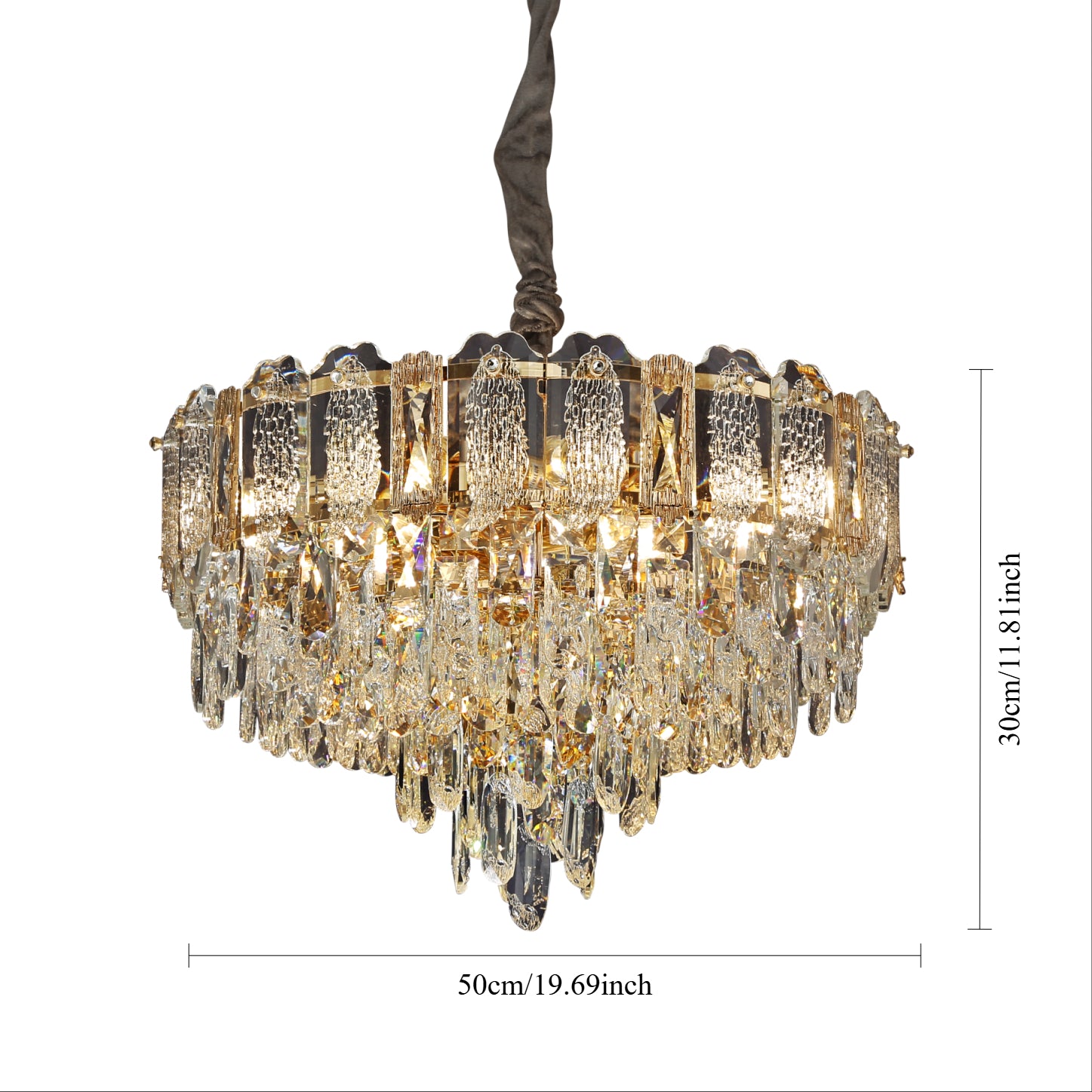 Elegant Crystal-Accented Champagne Gold Pendant Light