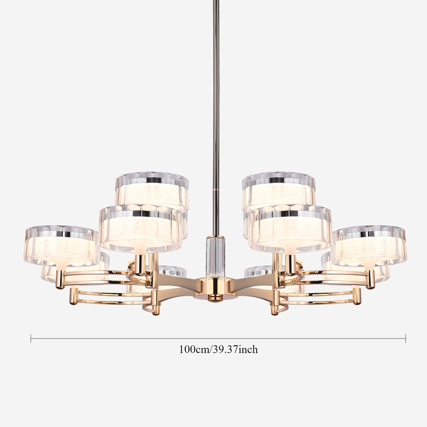 Luxury Metal Chandelier for Living Room with Tri-Colour Lighting Options