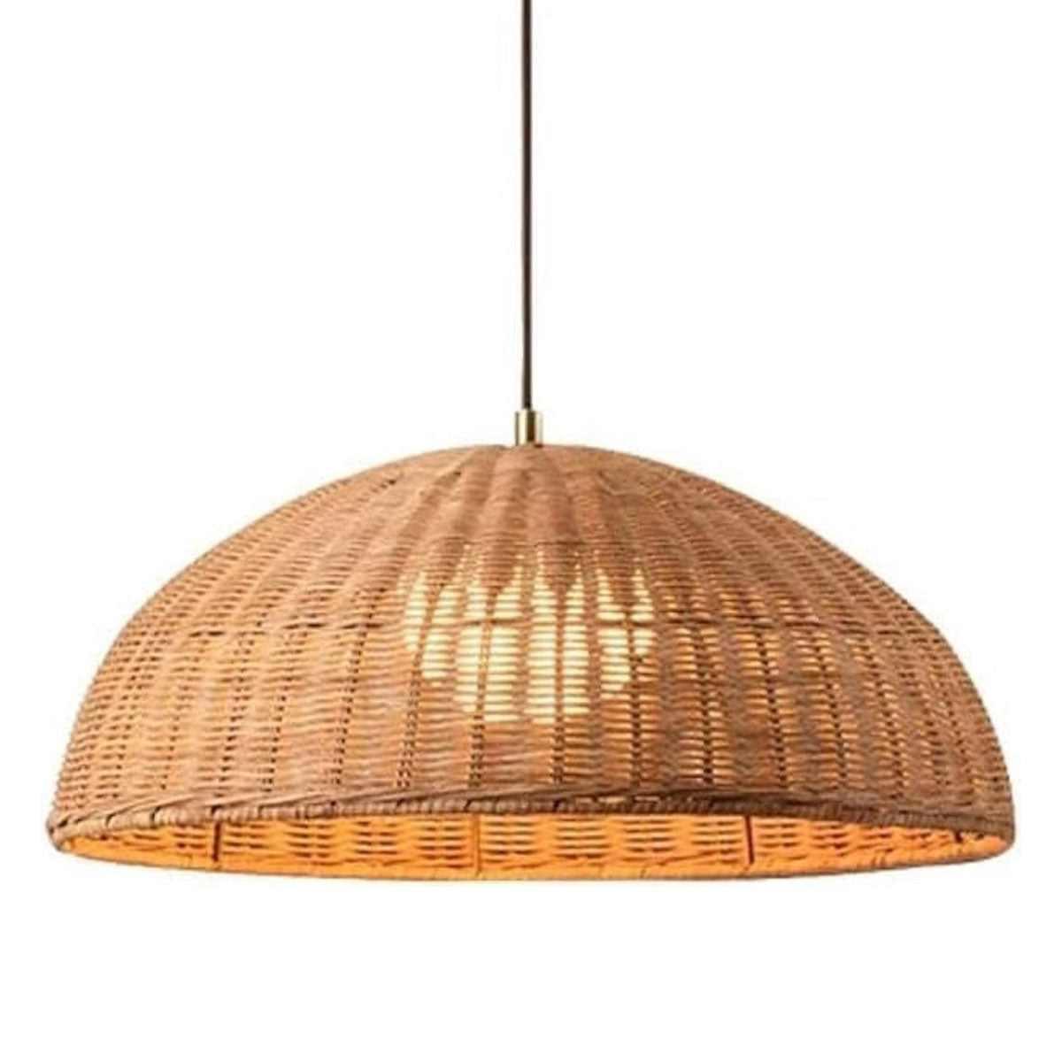 Vintage Inspired Handwoven Rattan Basket Weave Pendant Light