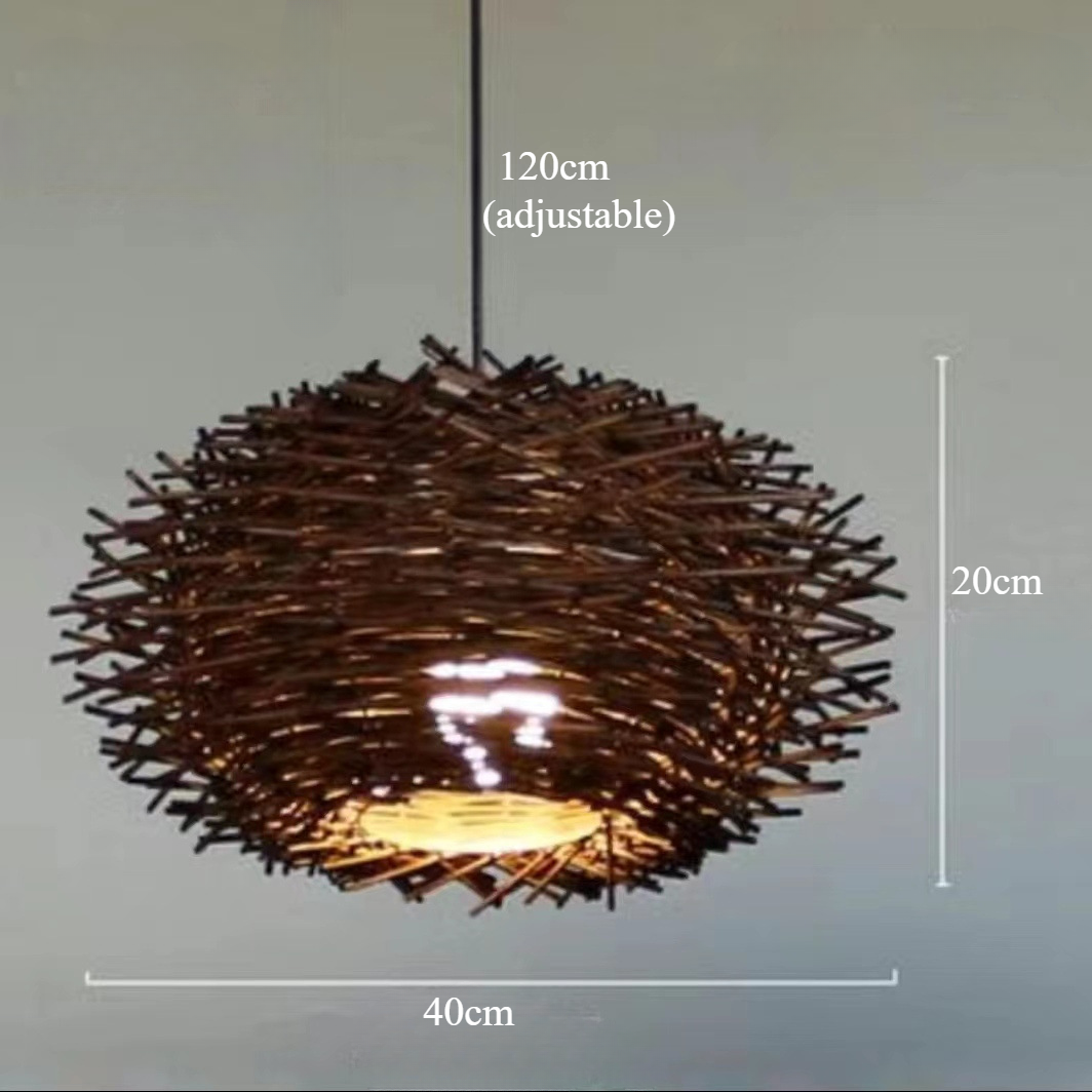 Coffee-Colored Bamboo Art Bird's Nest Spiral Pendant Light