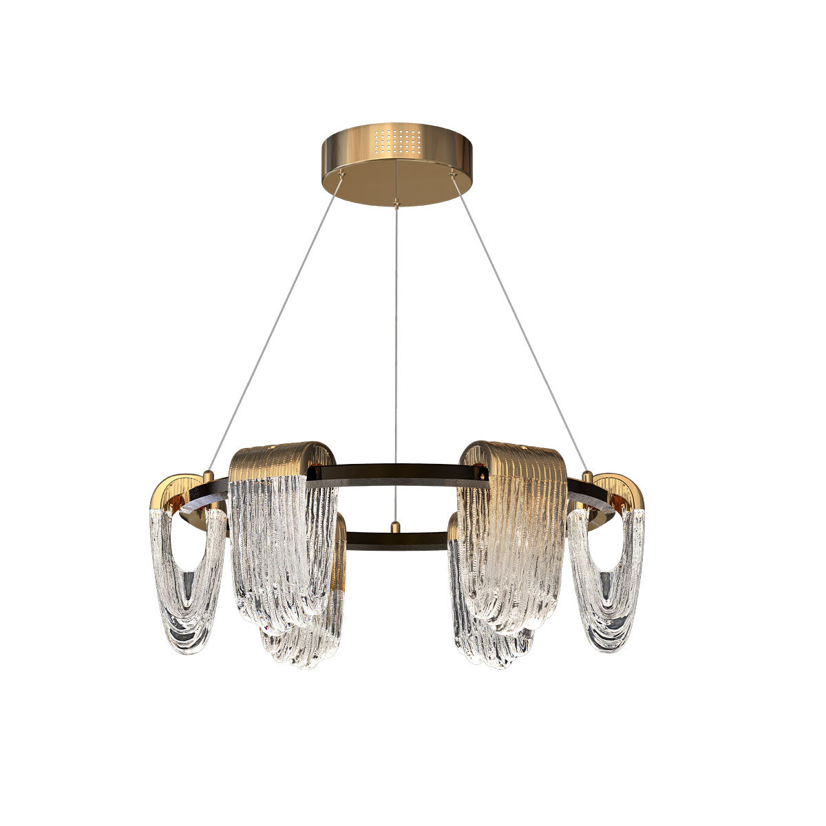 Modern Gold Acrylic LED Pendant Light with Cascading Curves