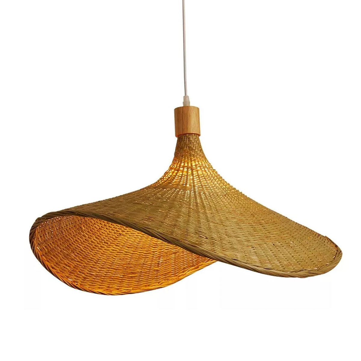 Vintage Straw Hat Rattan Woven Pendant Light for Living Room