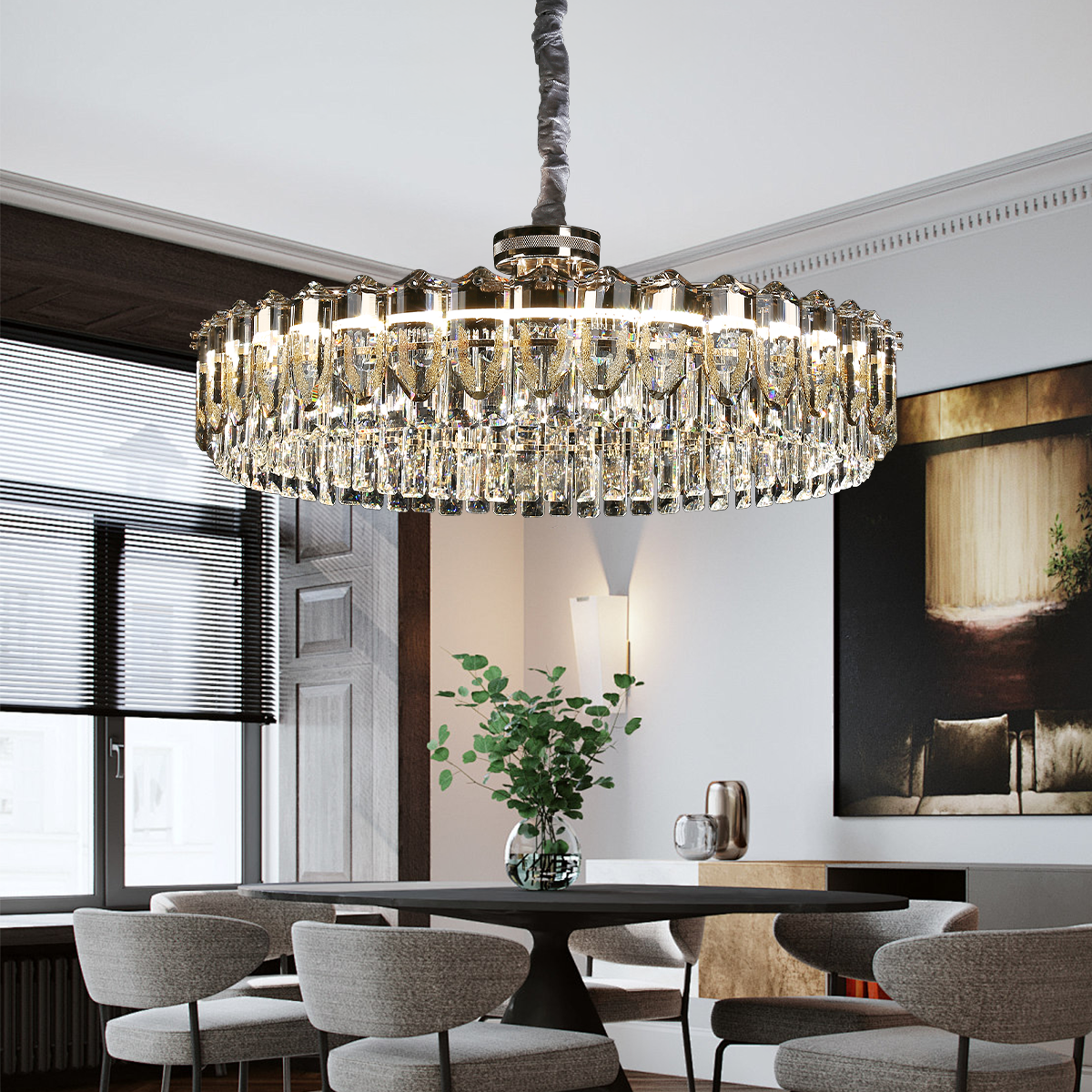 Opulent Crystal Elegance Adjustable Pendant Light