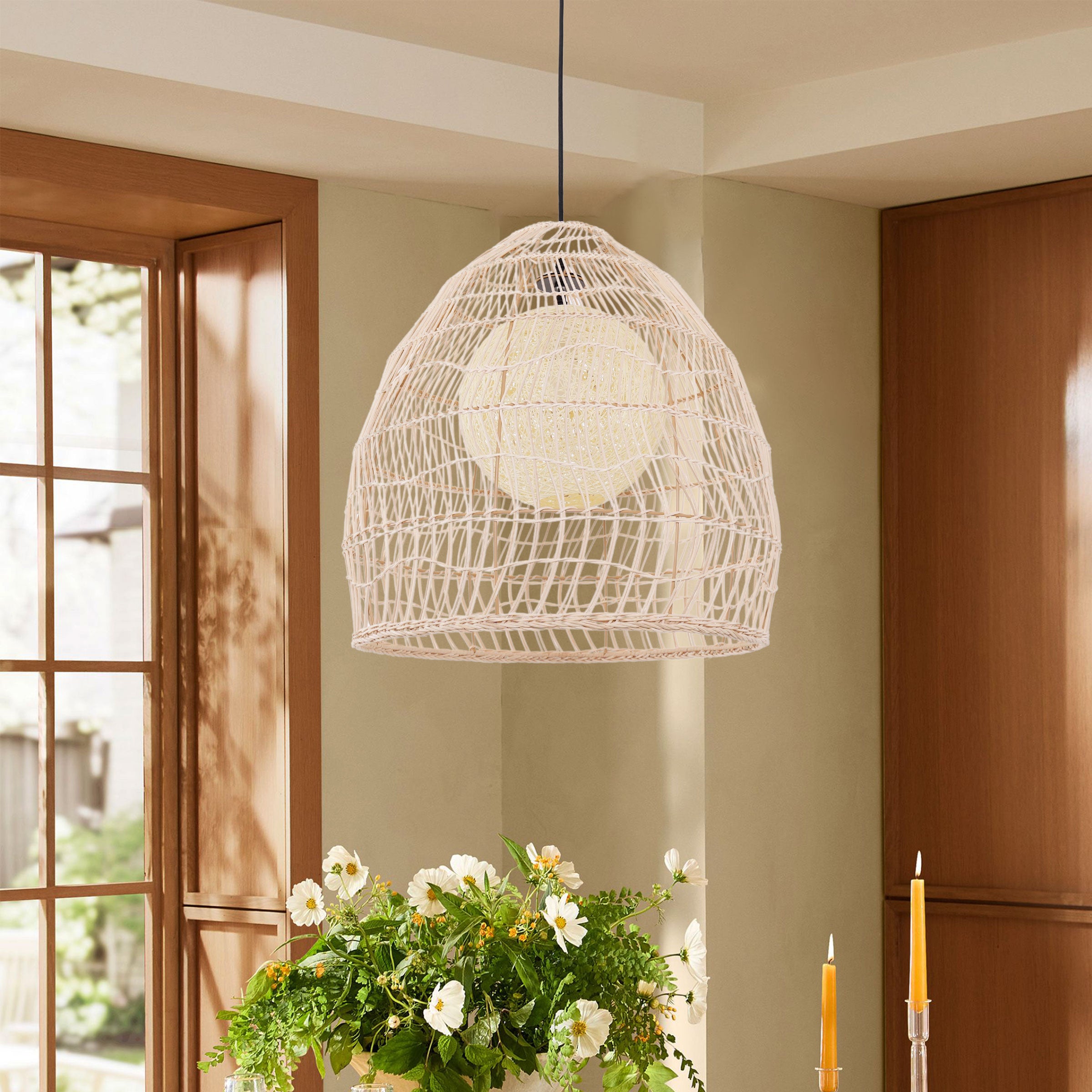 Rattan Art Pendant Light Hanging Decor Rustic Style(Version A)