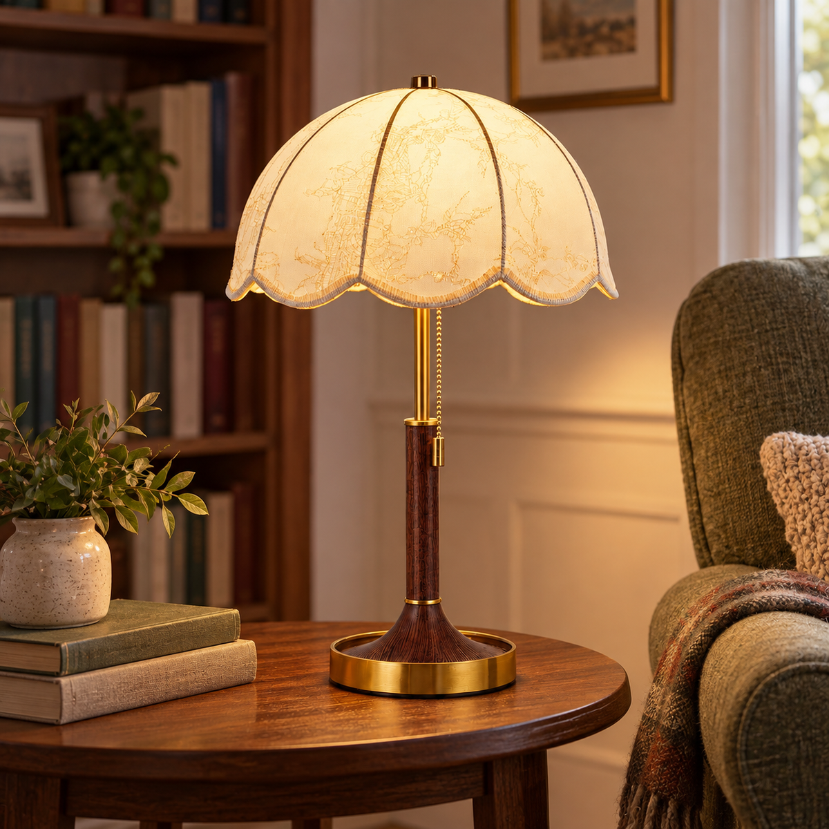 Vintage Floral Fabric Table Lamp
