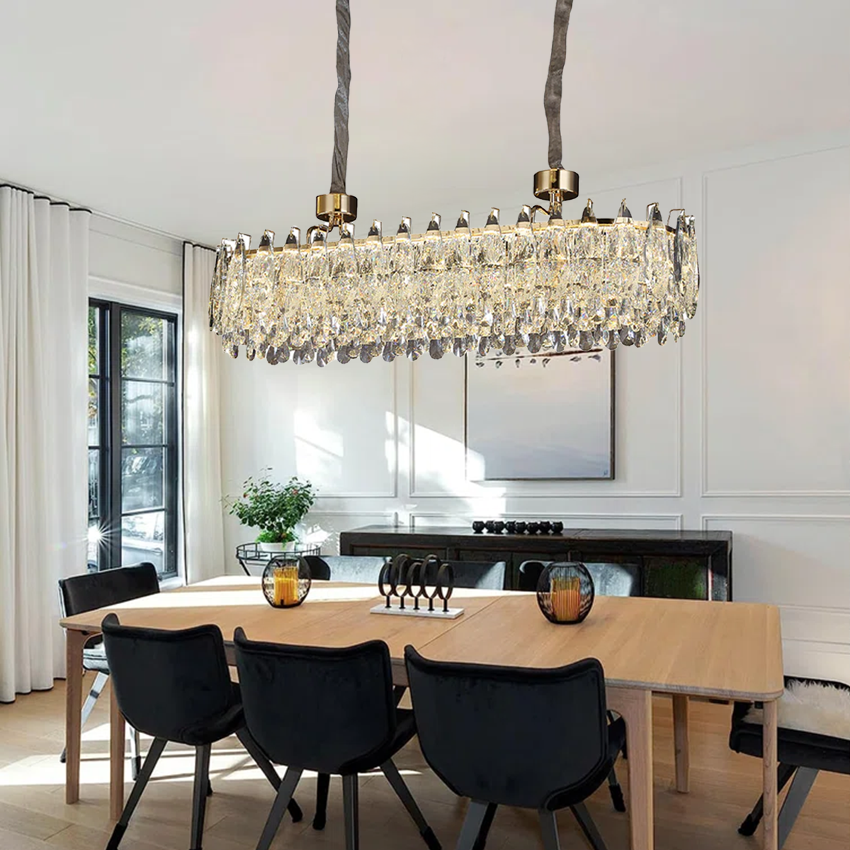 Modern Luxury Crystal Dimmable Dining Pendant Light