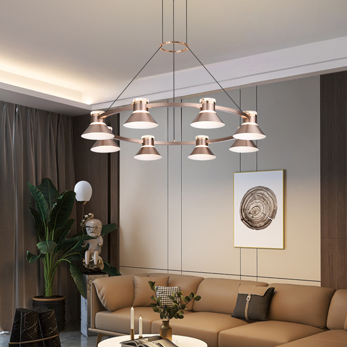 Modern Aluminum LED Pendant Light with 3-Colour Changing