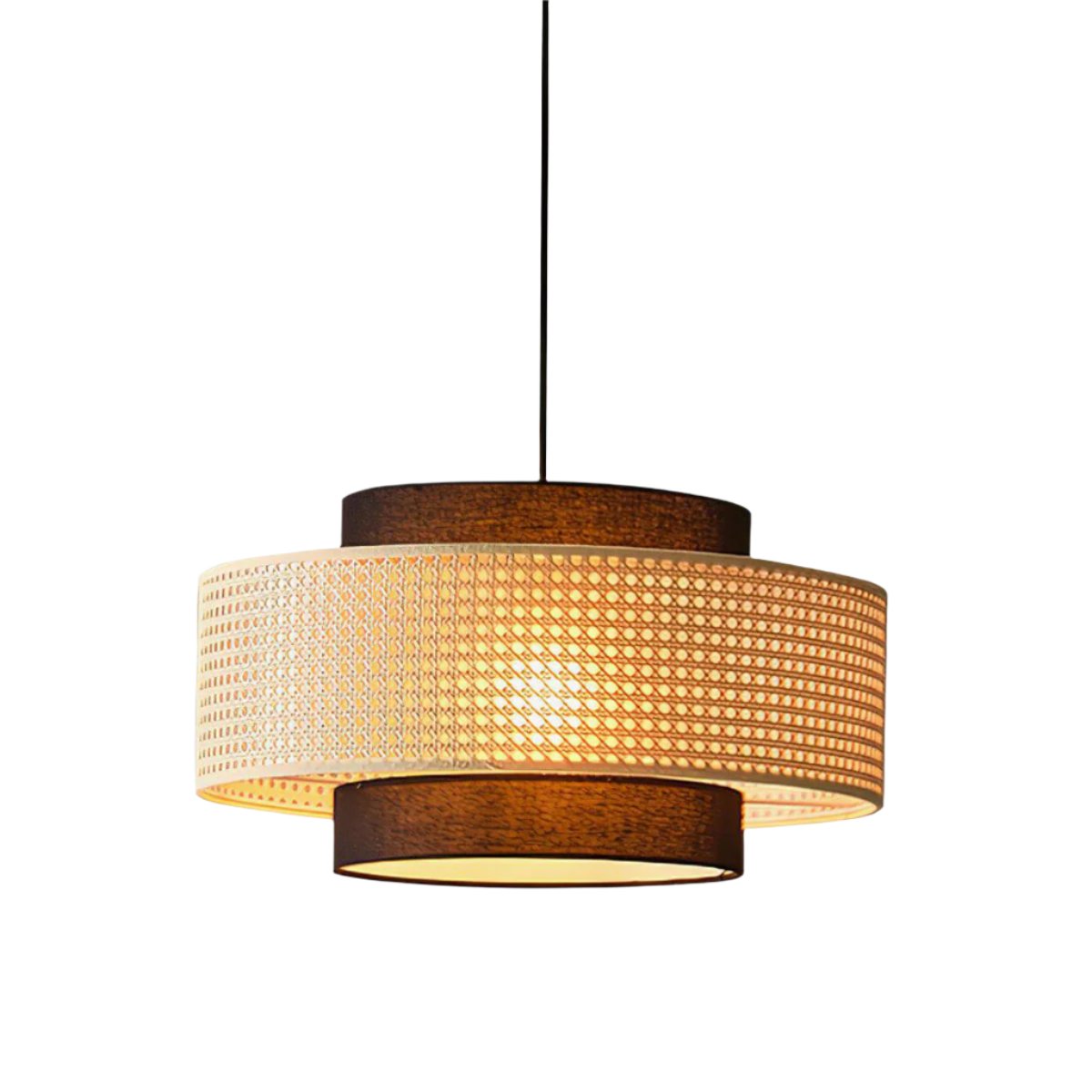 Traditional Vintage Woven Rattan Drum shaped Pendant Light